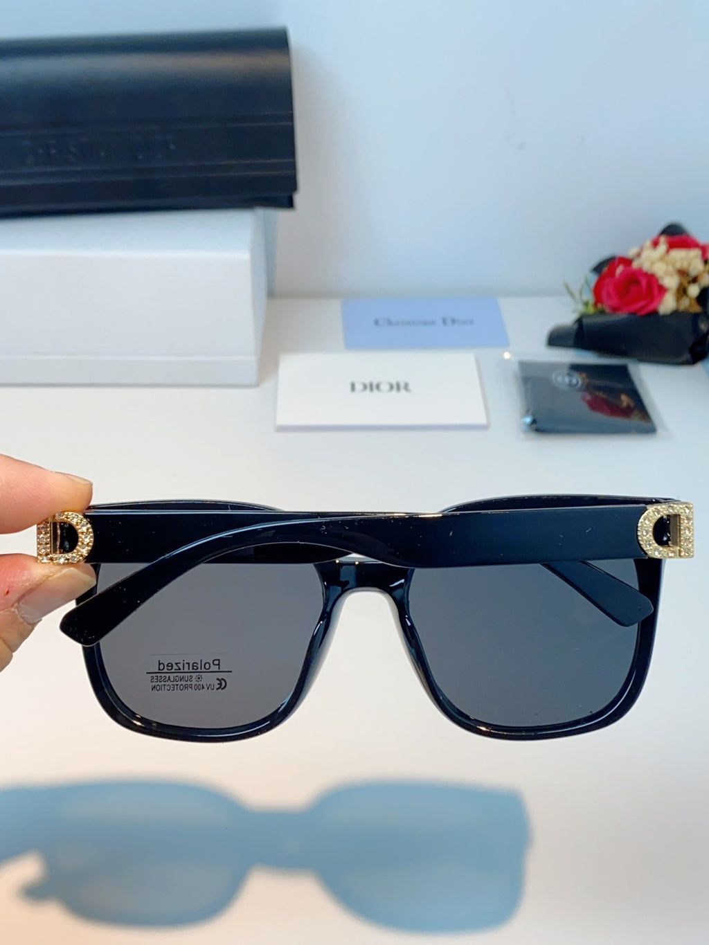 Dior Polarized Cat-Eye Black Lens Sunglasses for Women - detail image 5