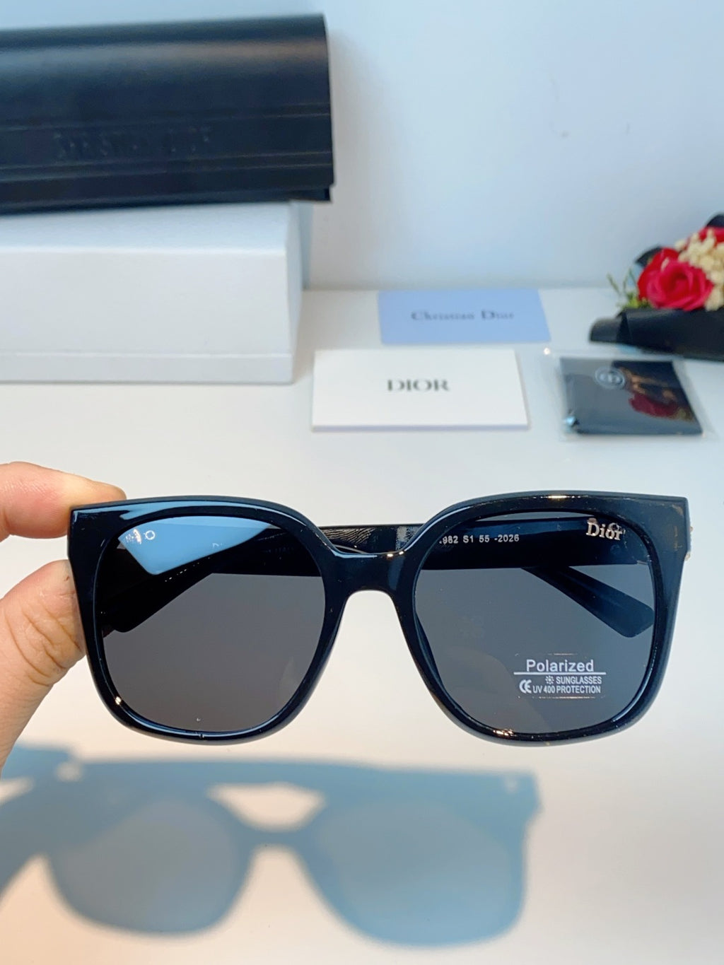Dior Polarized Cat-Eye Black Lens Sunglasses for Women - 934545 - detail image 4