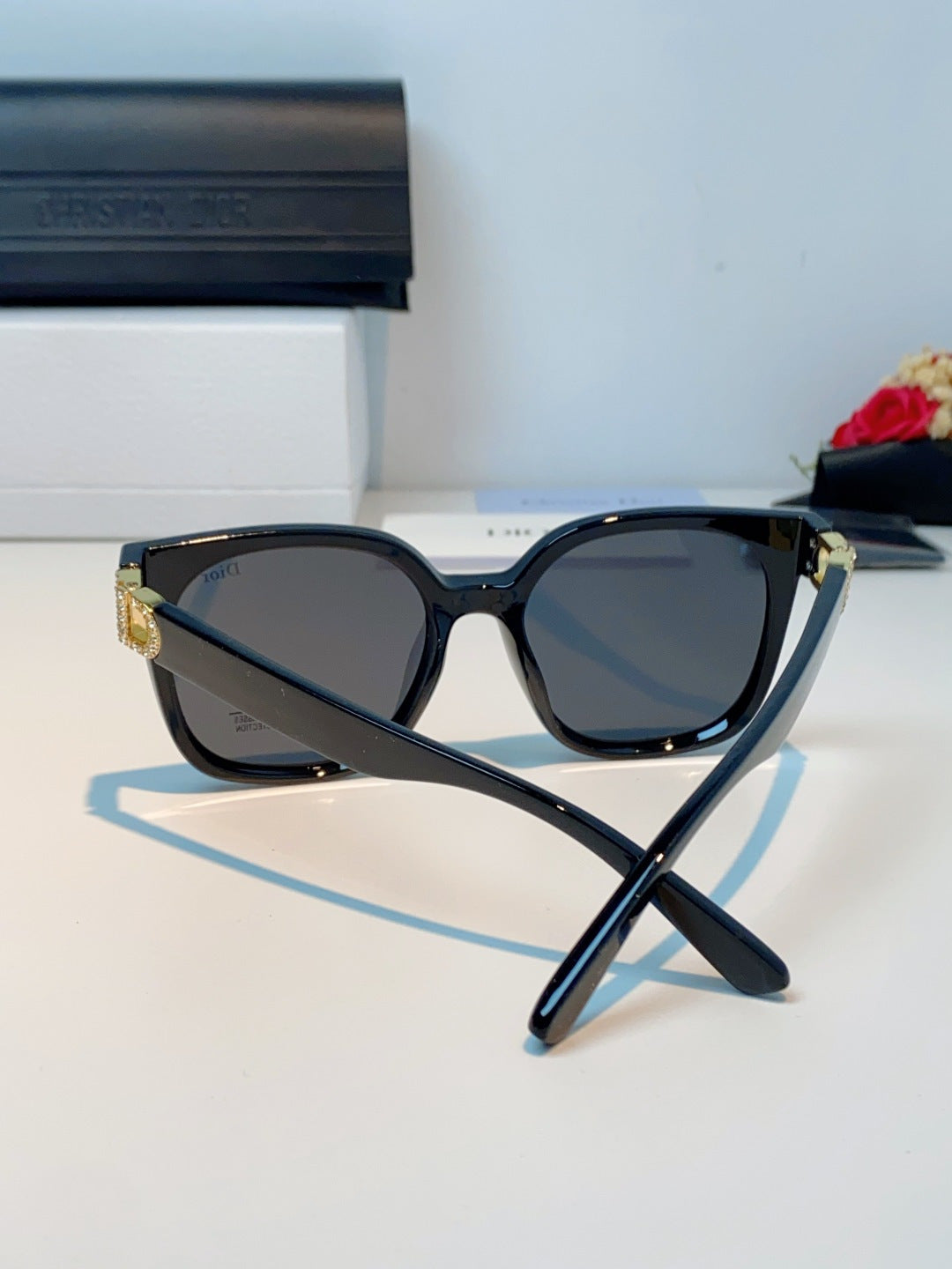 Dior Polarized Cat-Eye Black Lens Sunglasses for Women - detail image 3