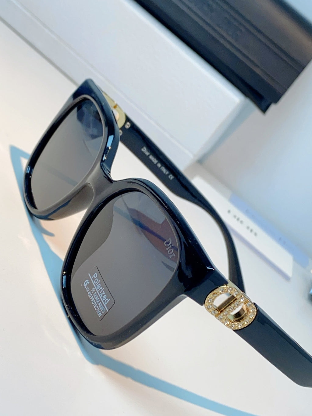 Dior Polarized Cat-Eye Black Lens Sunglasses for Women - 934545 - detail image 7
