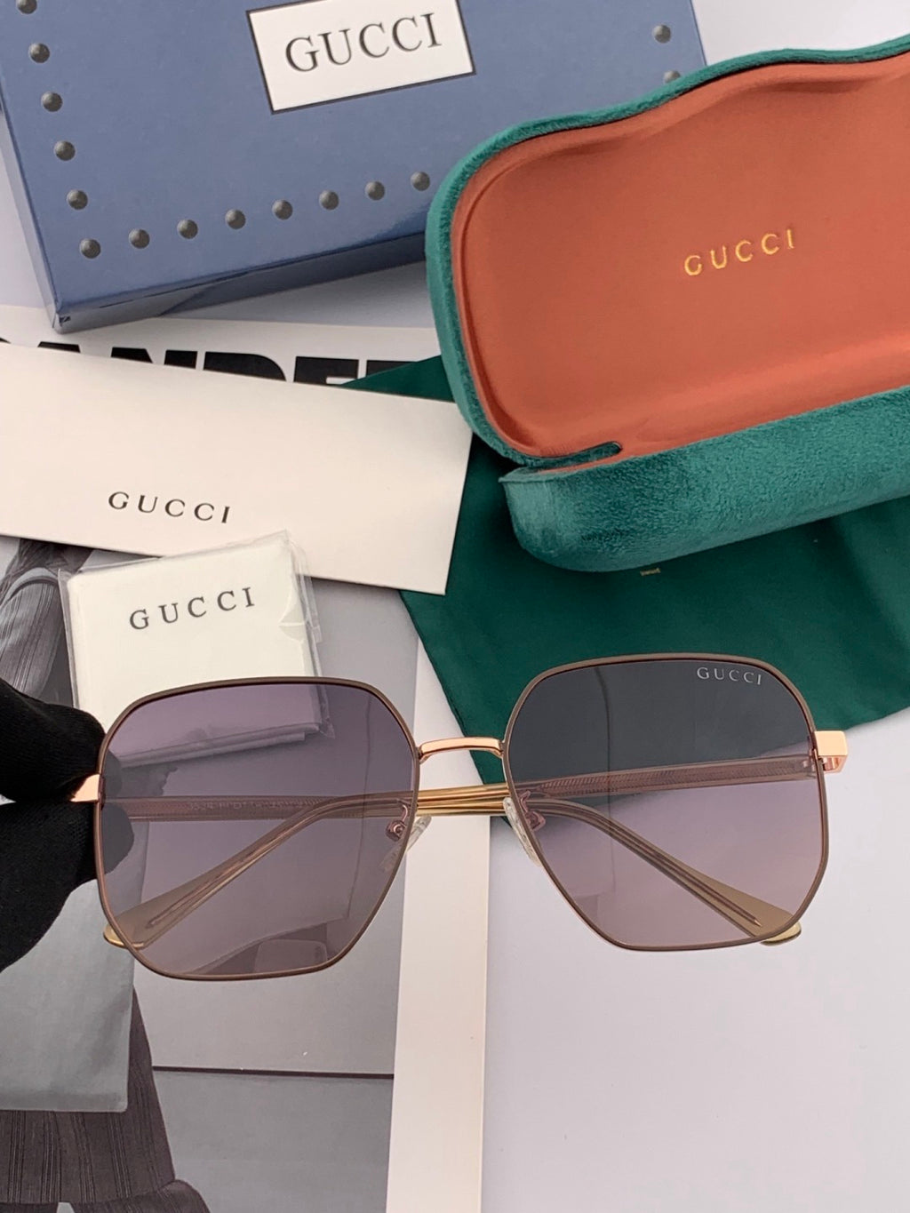 Gucci G1622 Polarized Square Gold Lens Sunglasses for Men & Women - 934082
