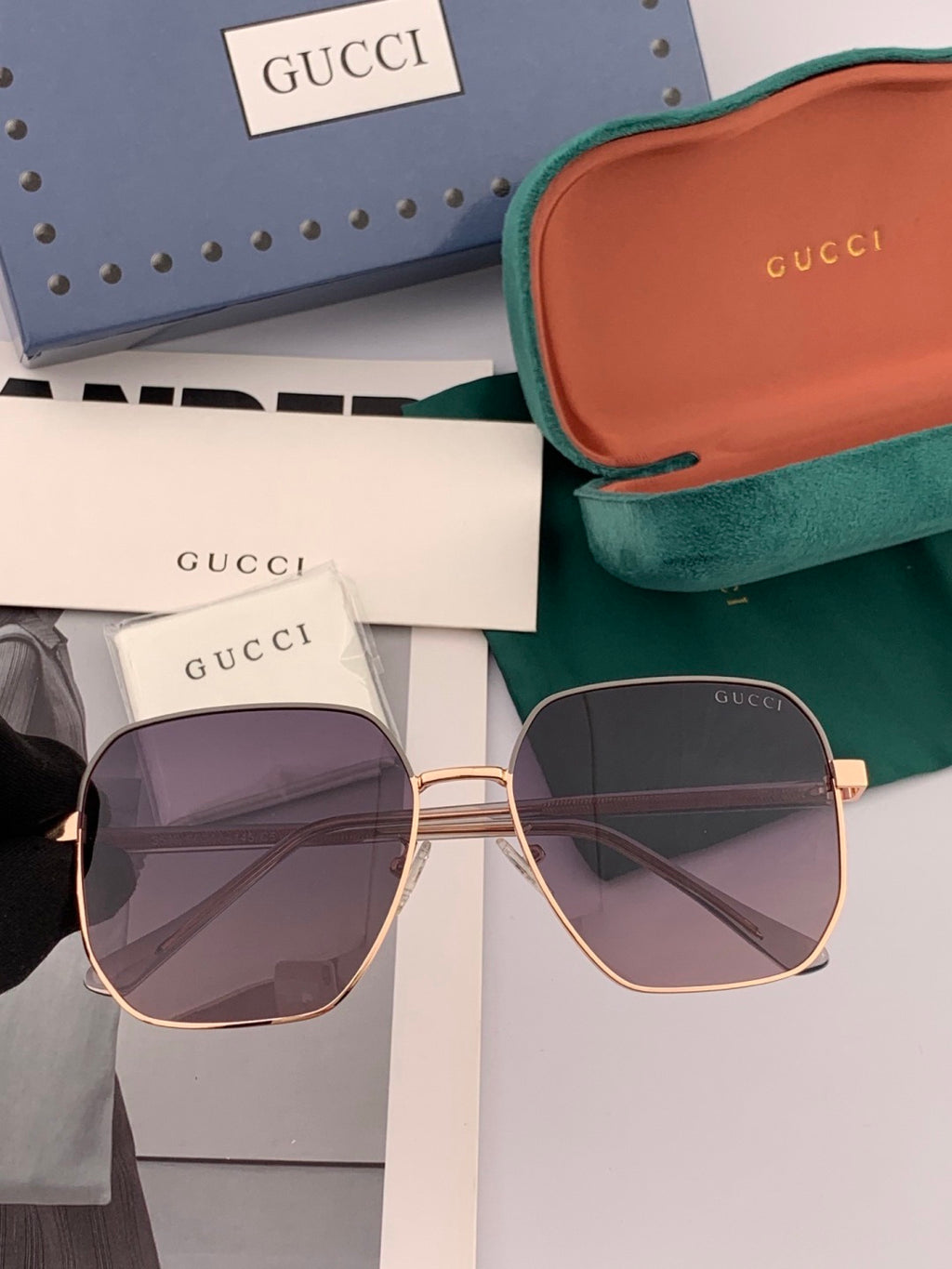 Gucci G1622 Polarized Square Gold Lens Sunglasses for Men & Women - 934082 - detail image 2