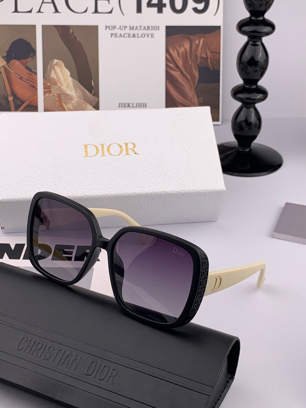 Dior D7277 Polarized Square Black Lens Sunglasses for Men & Women - 934554
