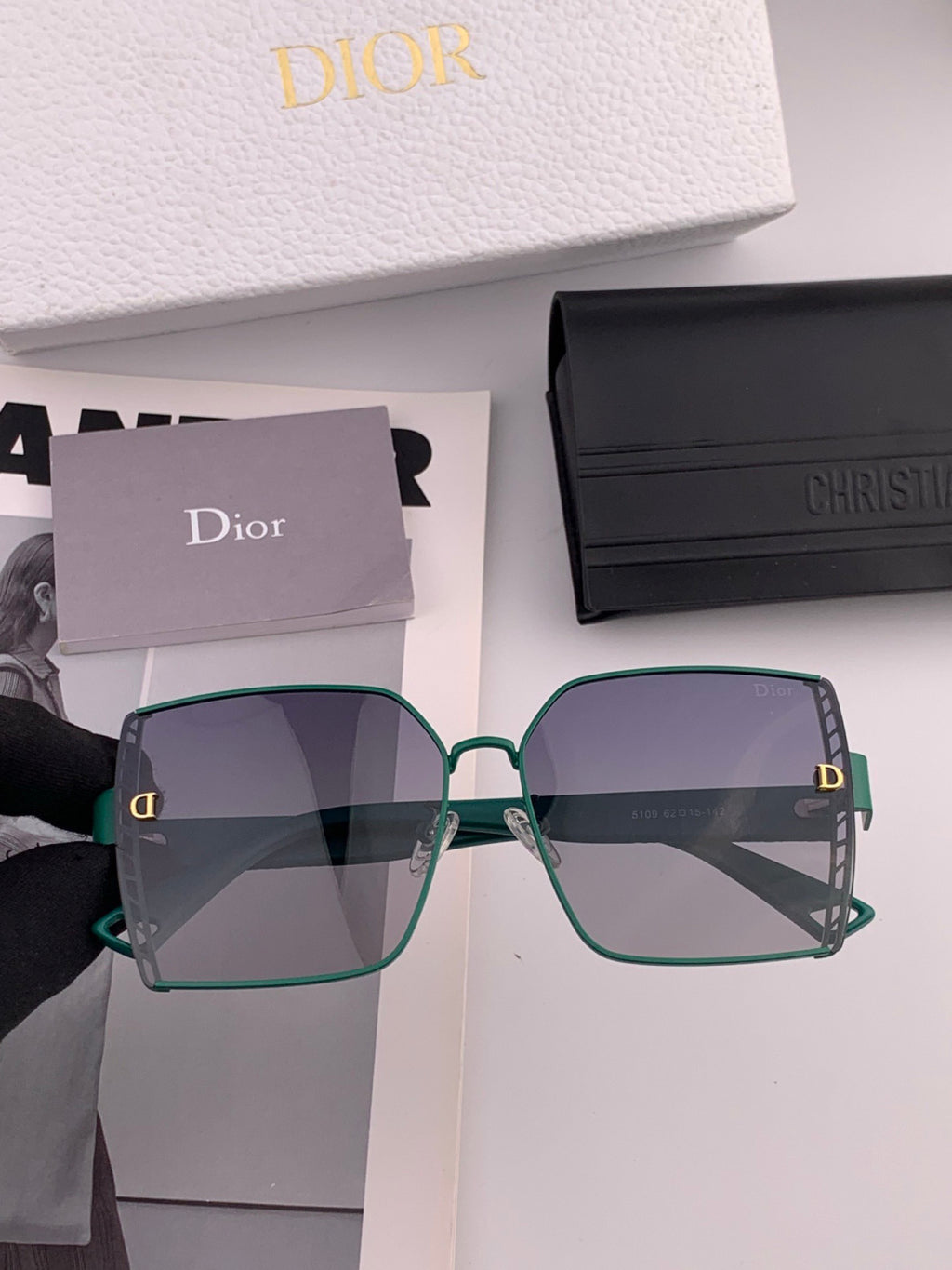 Dior CD9315 Polarized Square Red Lens Sunglasses for Women - 934547 - detail image 3