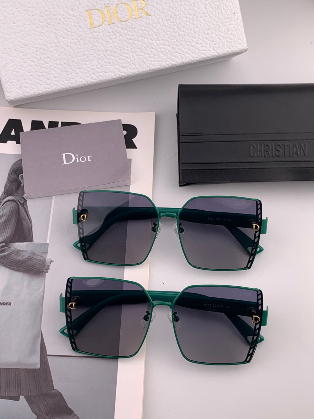 Dior CD9315 Polarized Square Red Lens Sunglasses for Women - 934547 - detail image 6