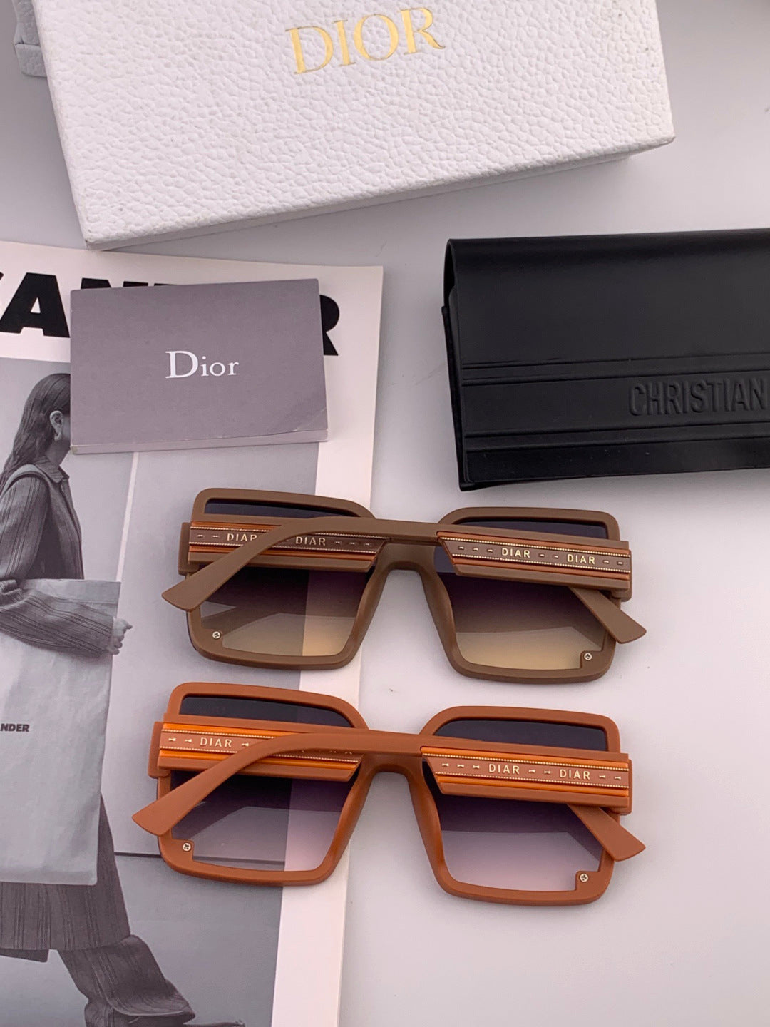 Dior CD1277 Polarized Square Red Lens Sunglasses for Women - 934548 - detail image 5