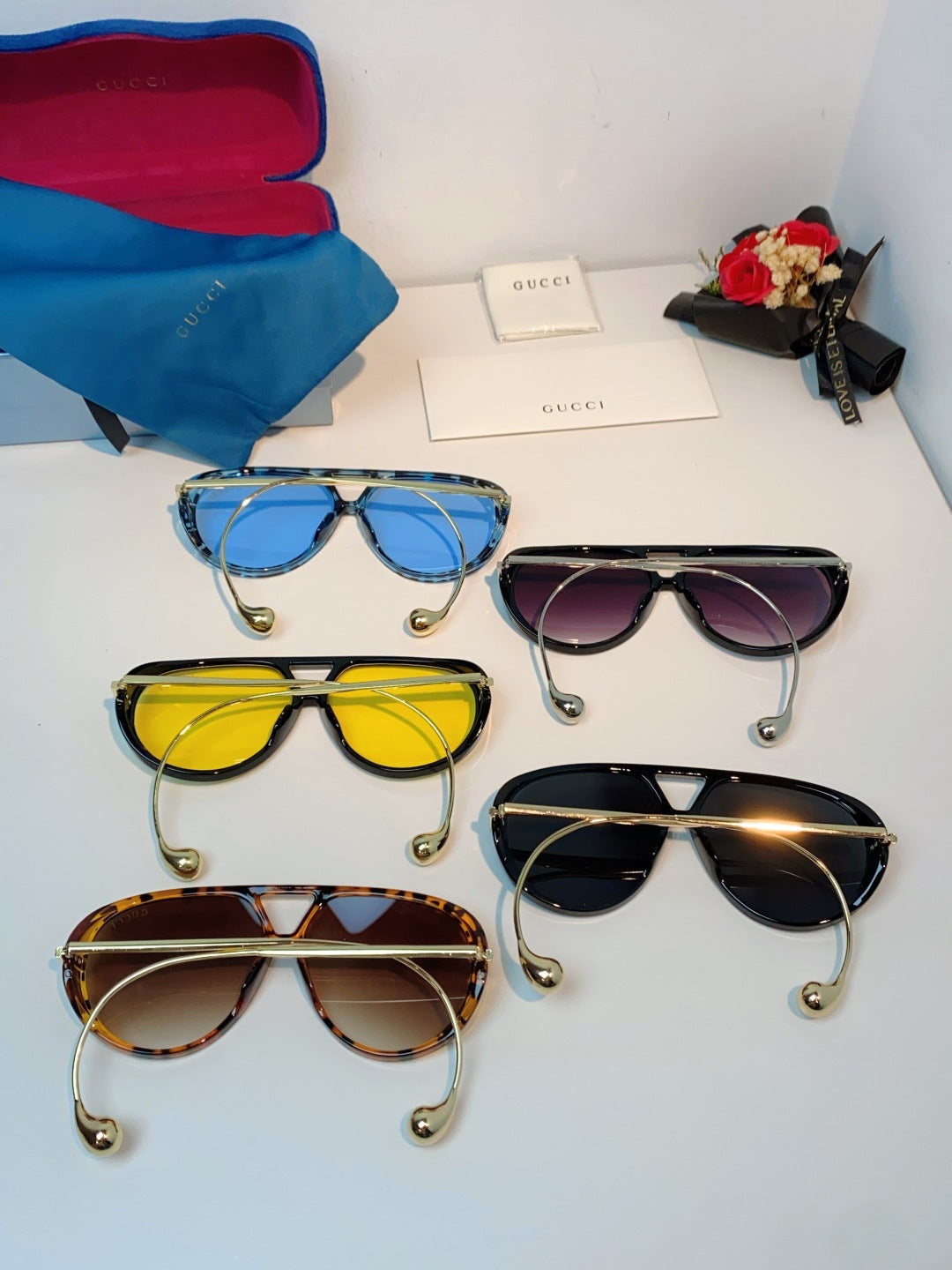 Gucci Aviator Blue Lens Sunglasses for Men & Women - 448808 - detail image 11