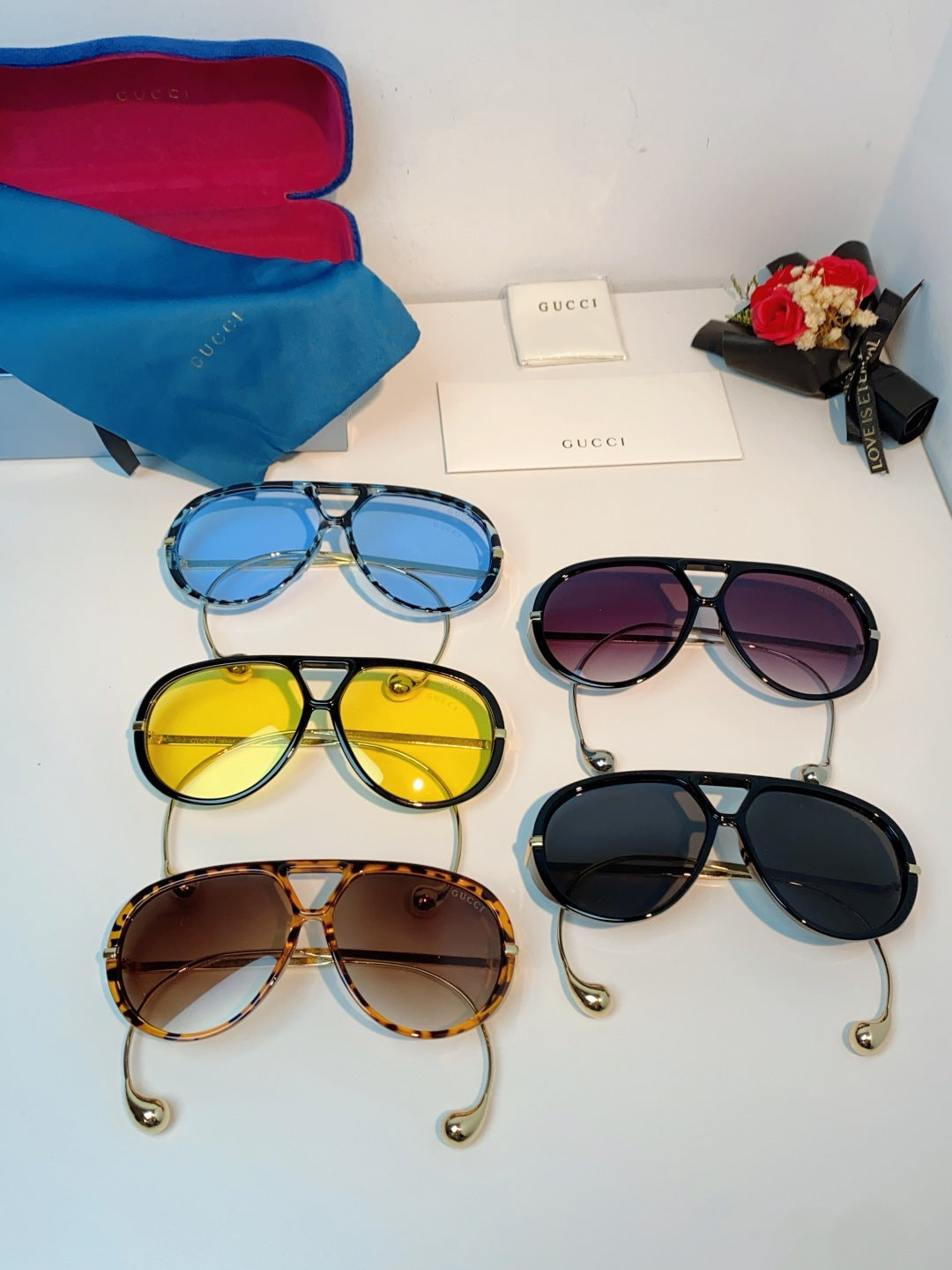 Gucci Aviator Blue Lens Sunglasses for Men & Women - detail image 12