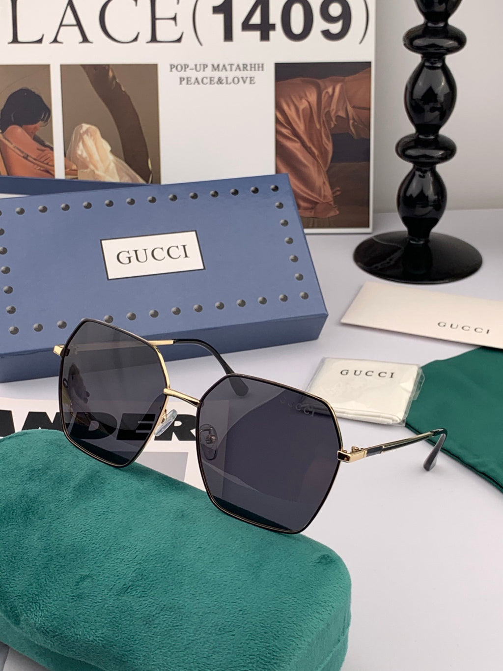 Gucci G1826 Polarized Oversized Gold Lens Sunglasses for Men & Women - detail image 5
