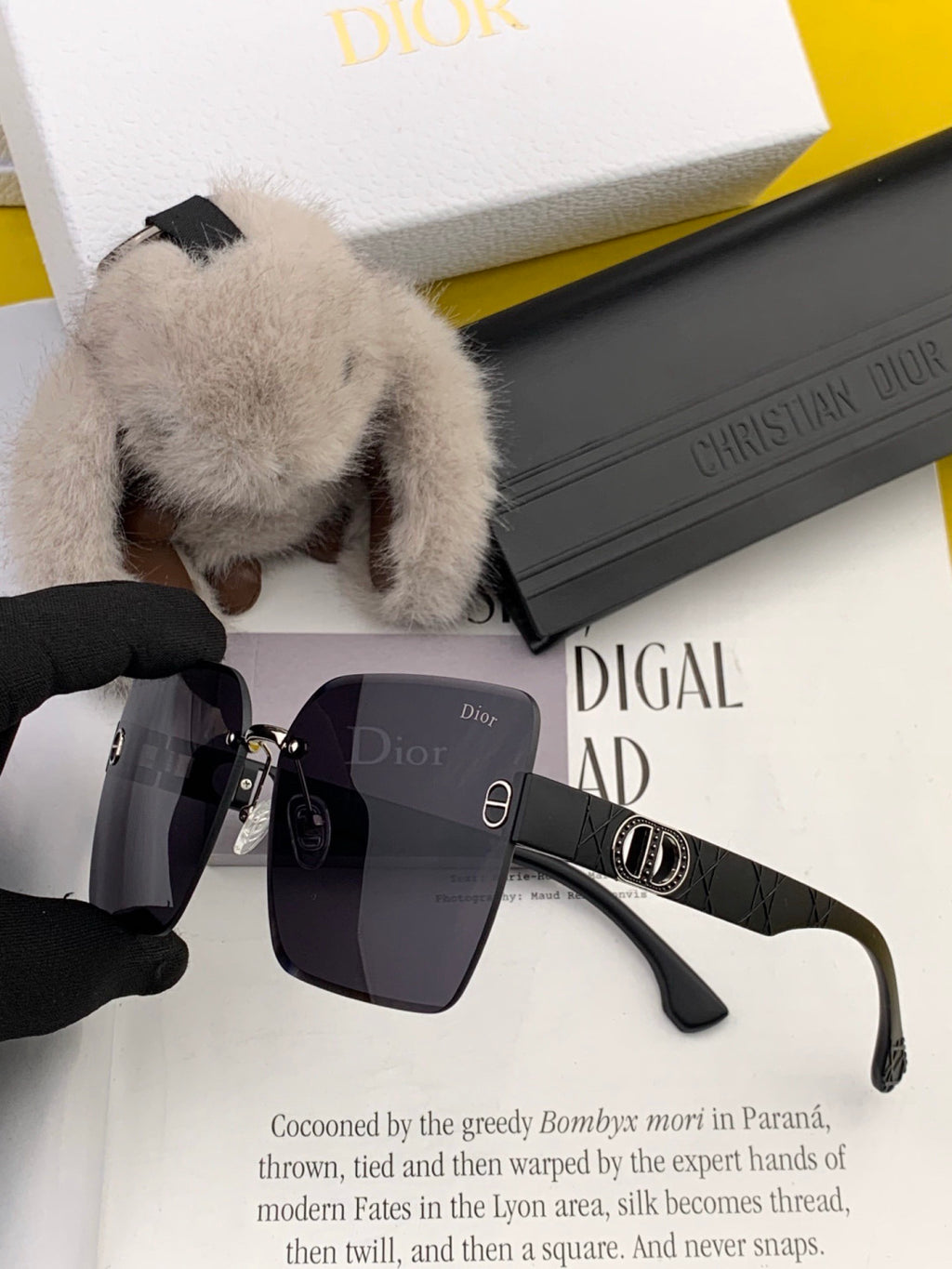 Dior D3550 Square Black Lens Sunglasses for Men & Women - 997966 - detail image 5