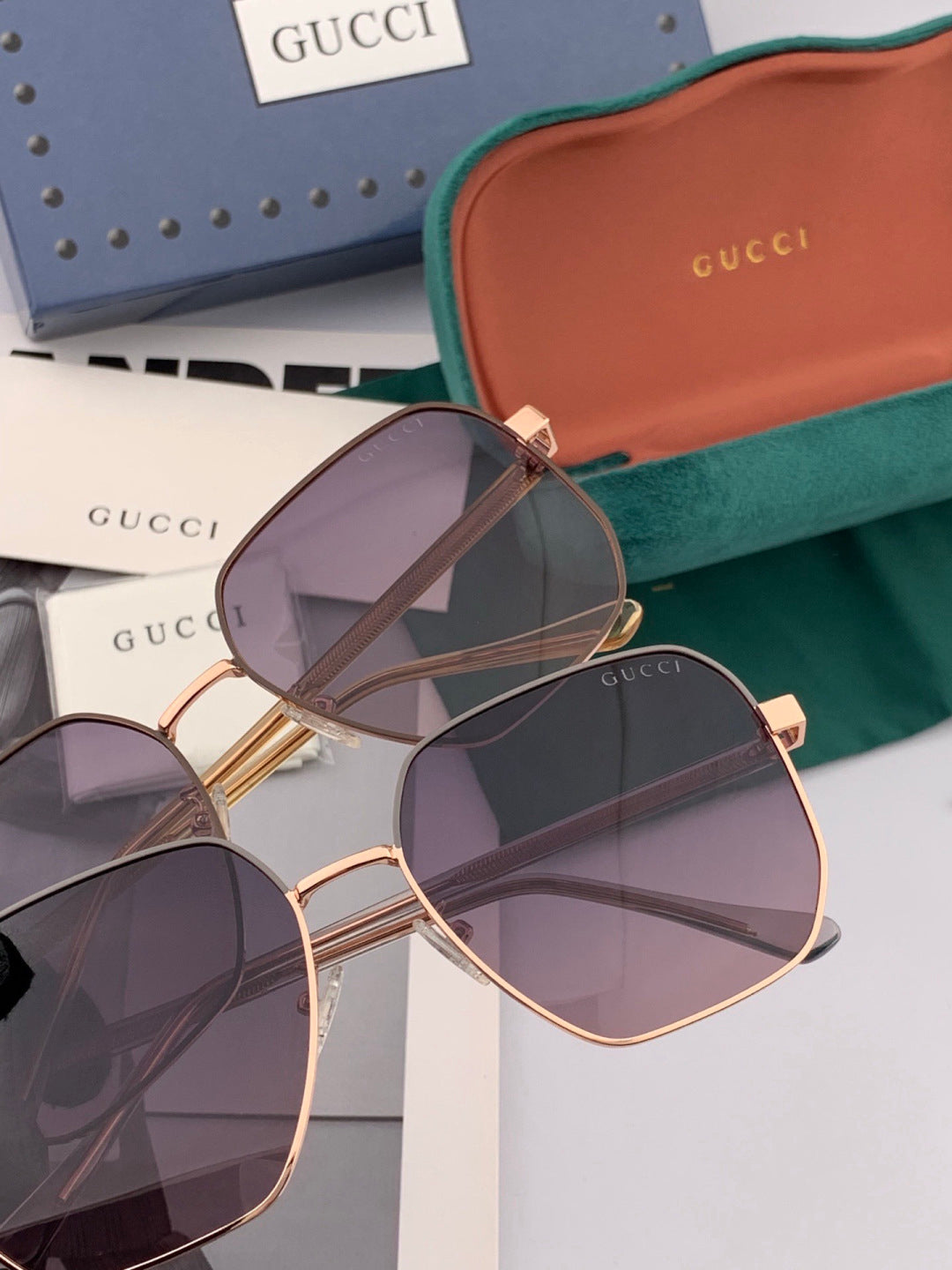 Gucci G1622 Polarized Square Gold Lens Sunglasses for Men & Women - detail image 5