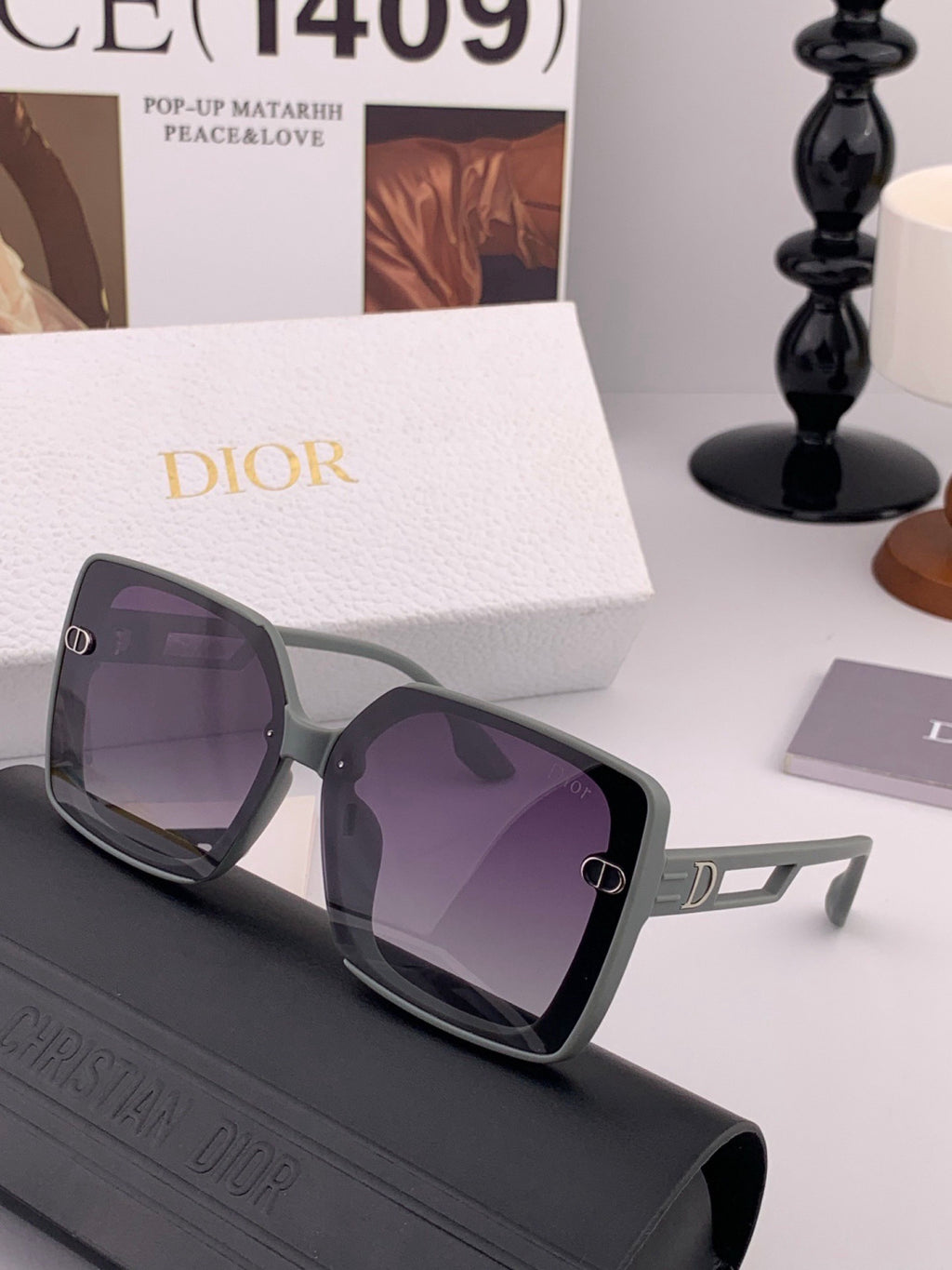 Dior CD3227 Polarized Square Red Lens Sunglasses for Women - detail image 3