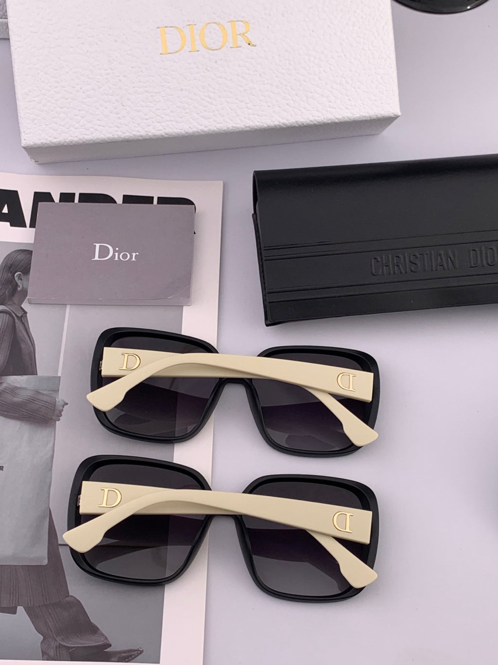 Dior D7277 Polarized Square Black Lens Sunglasses for Men & Women - detail image 6
