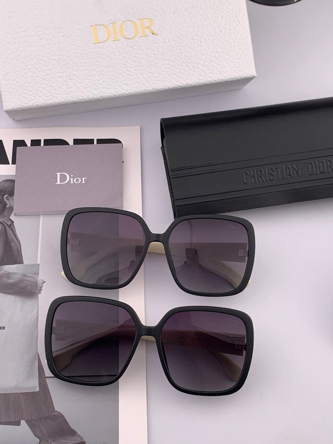 Dior D7277 Polarized Square Black Lens Sunglasses for Men & Women - detail image 7