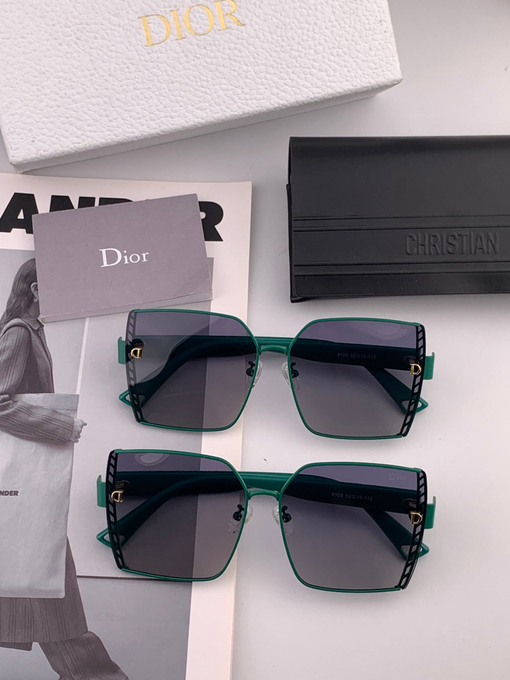Dior CD9315 Polarized Square Red Lens Sunglasses for Women - detail image 6