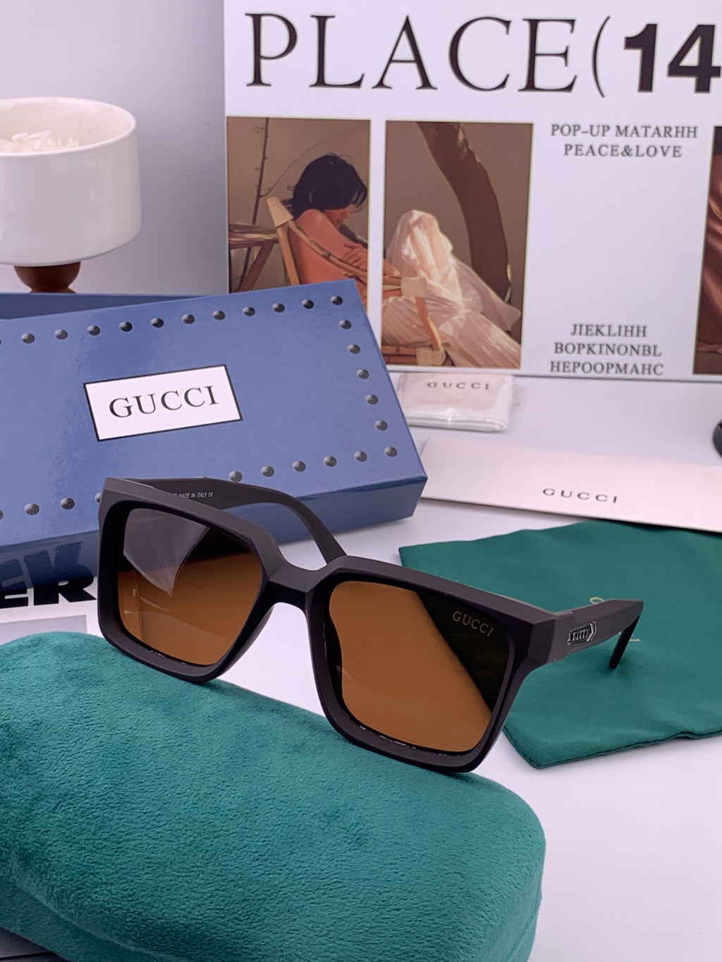 Gucci G8511 Polarized Square Gold Lens Sunglasses for Women - 997604 - detail image 4