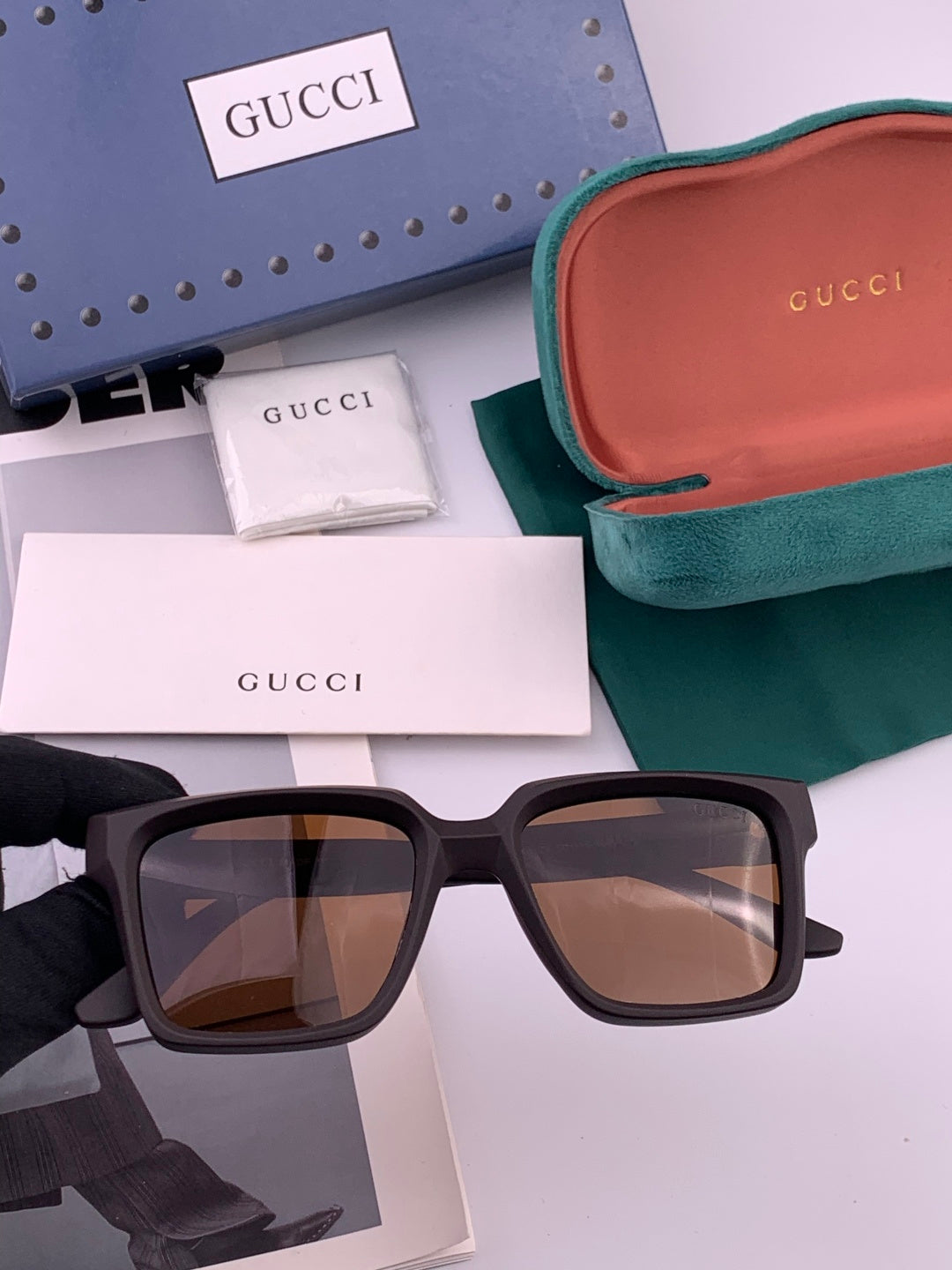 Gucci G8511 Polarized Square Gold Lens Sunglasses for Women - 997604