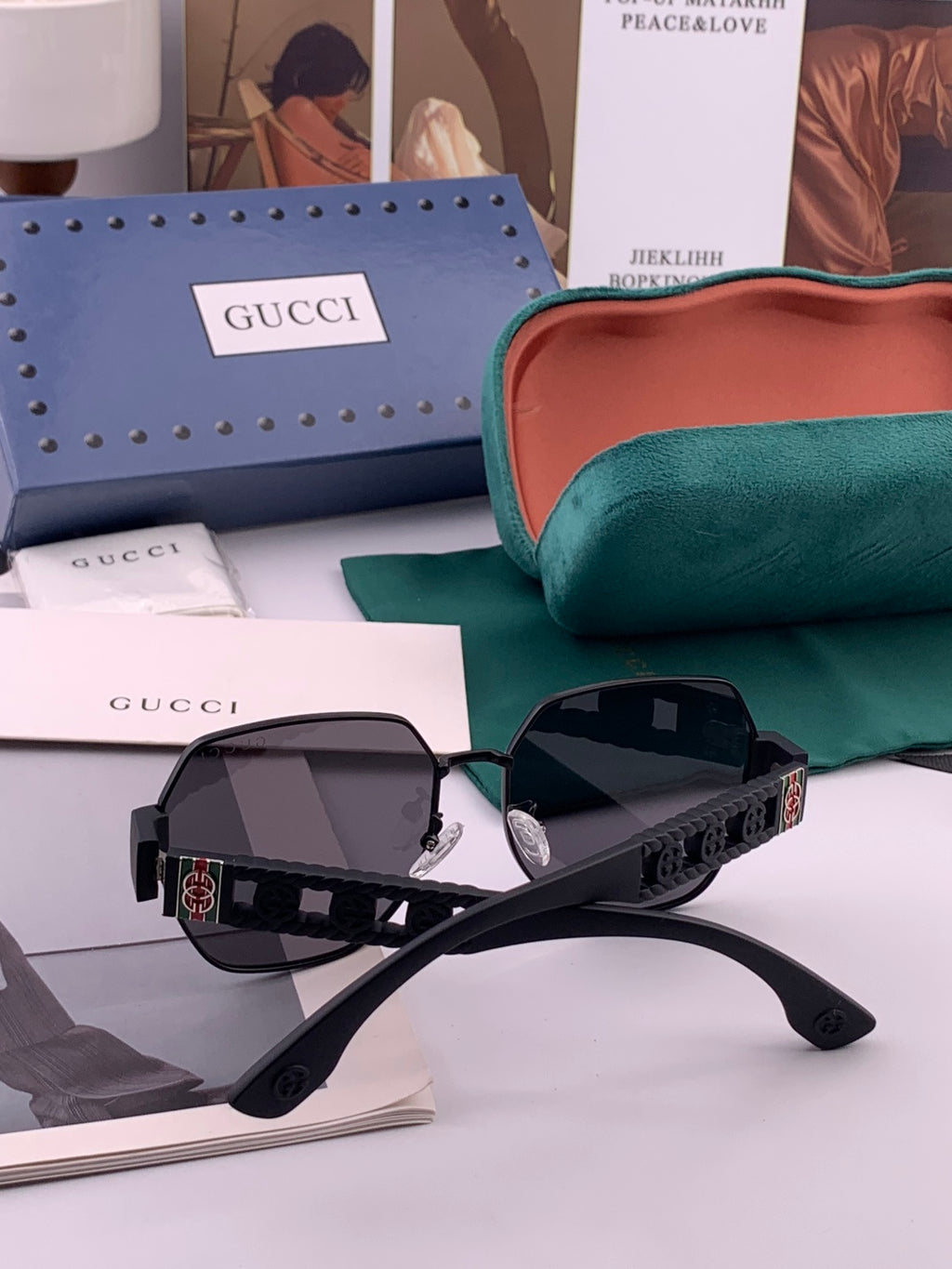 Gucci G1370 Metal Square Pink Lens Sunglasses for Men & Women - 997606 - detail image 4