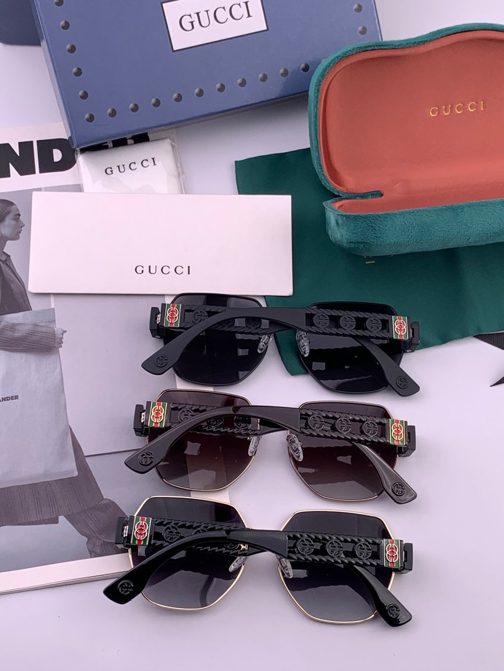 Gucci G1370 Metal Square Pink Lens Sunglasses for Men & Women - 997606 - detail image 5