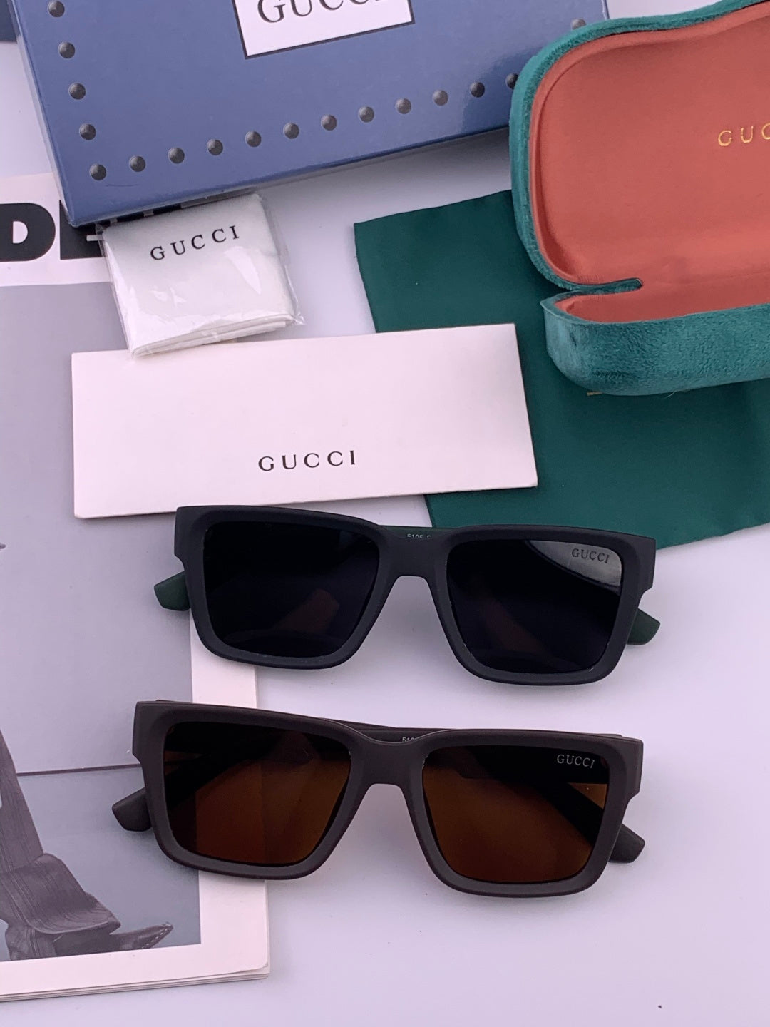 Gucci G5510 Square Red Lens Sunglasses for Men & Women - detail image 7