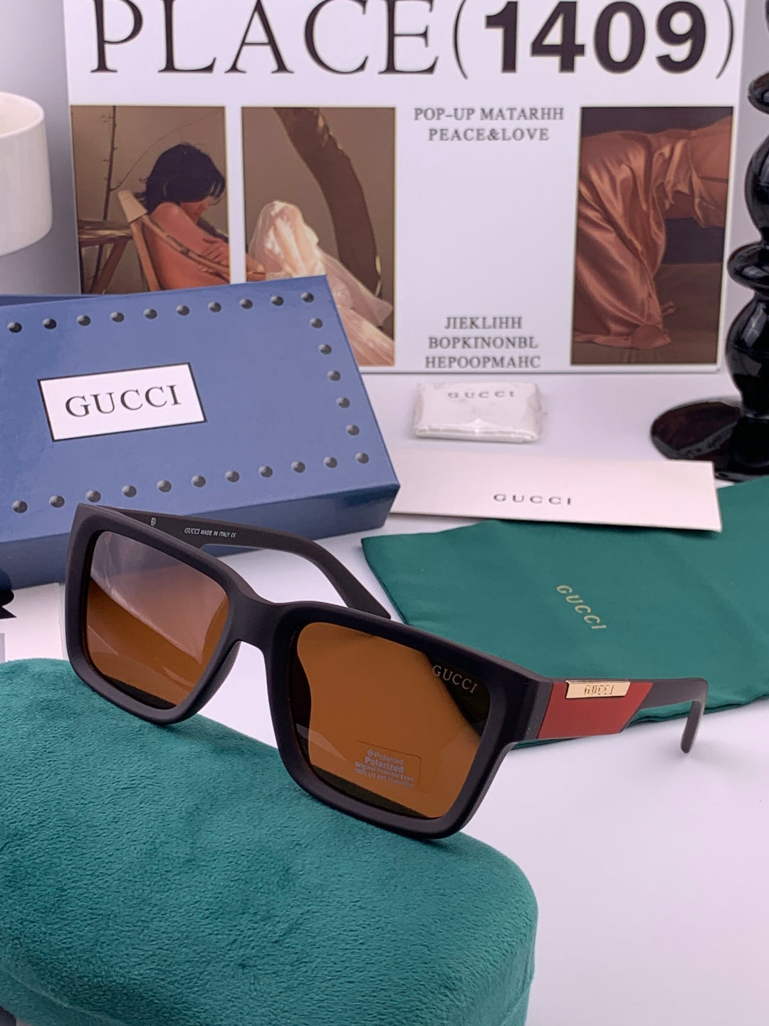 Gucci G5510 Square Red Lens Sunglasses for Men & Women - detail image 4
