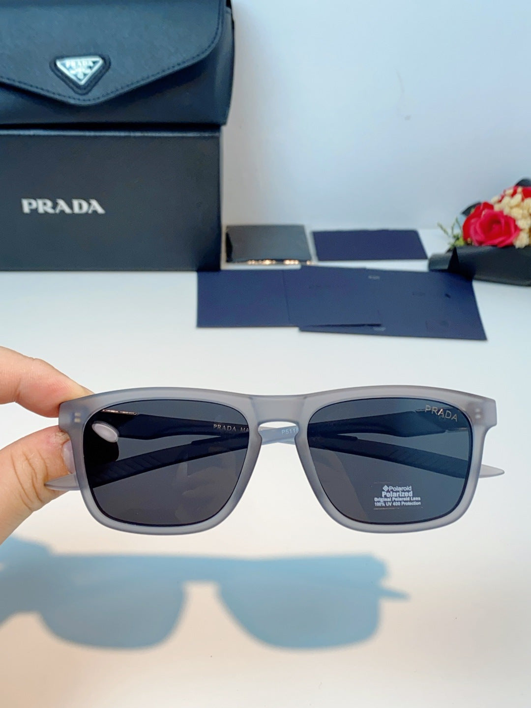 Prada Polarized Fashion Black Lens Sunglasses for Men - 398943 - detail image 4