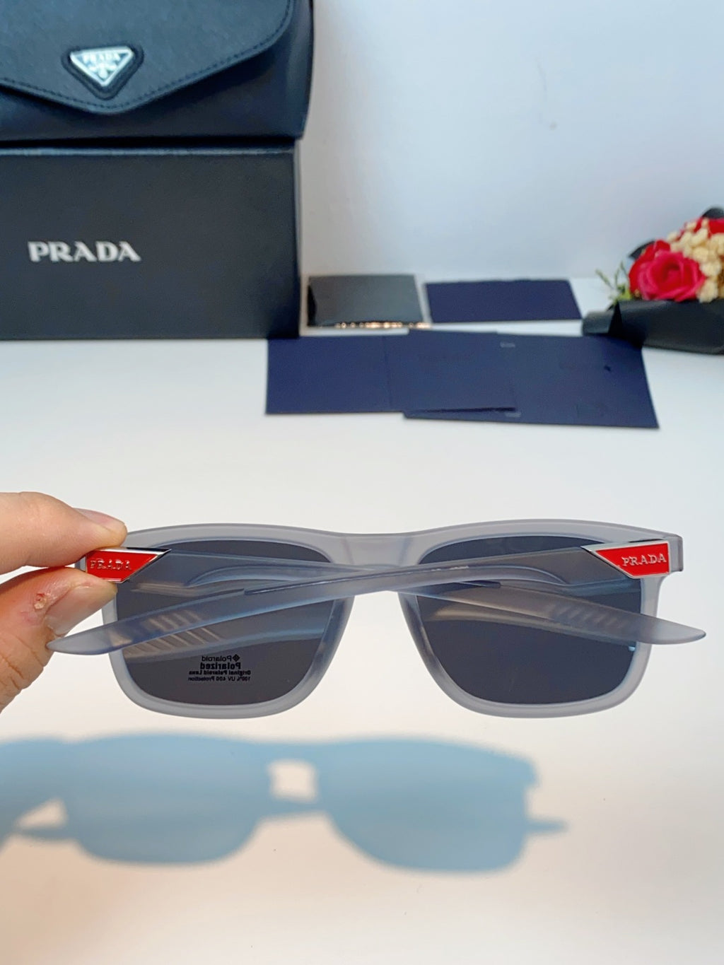 Prada Polarized Fashion Black Lens Sunglasses for Men - 487088 - detail image 5