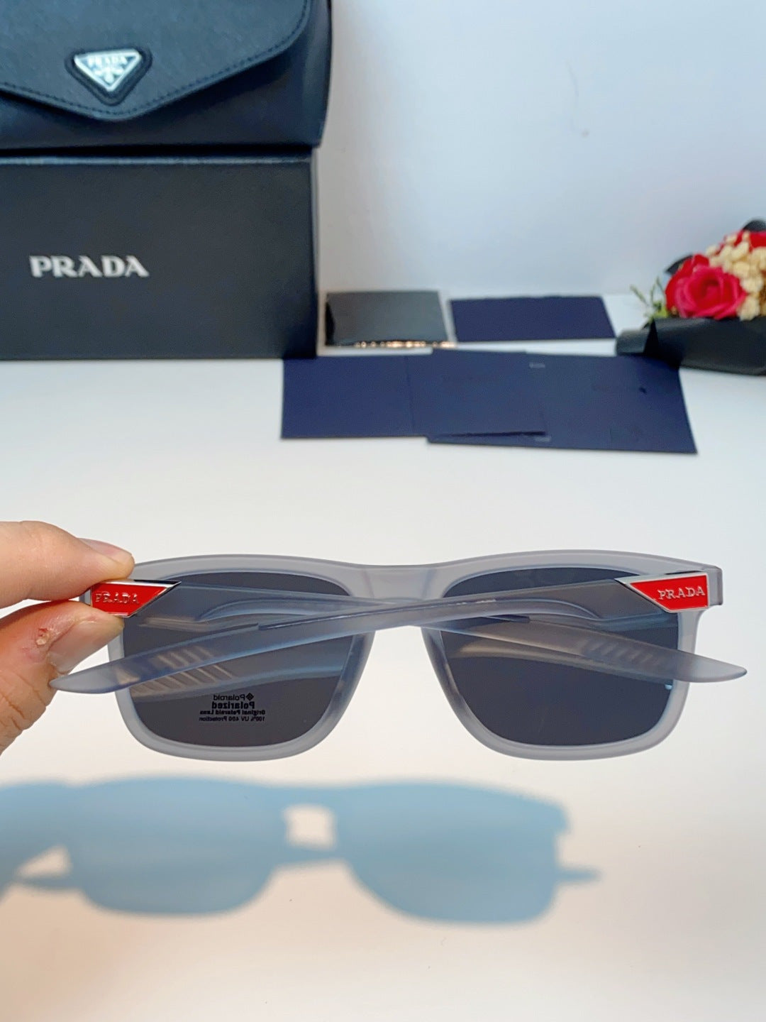 Prada Polarized Fashion Black Lens Sunglasses for Men - 487088 - detail image 5