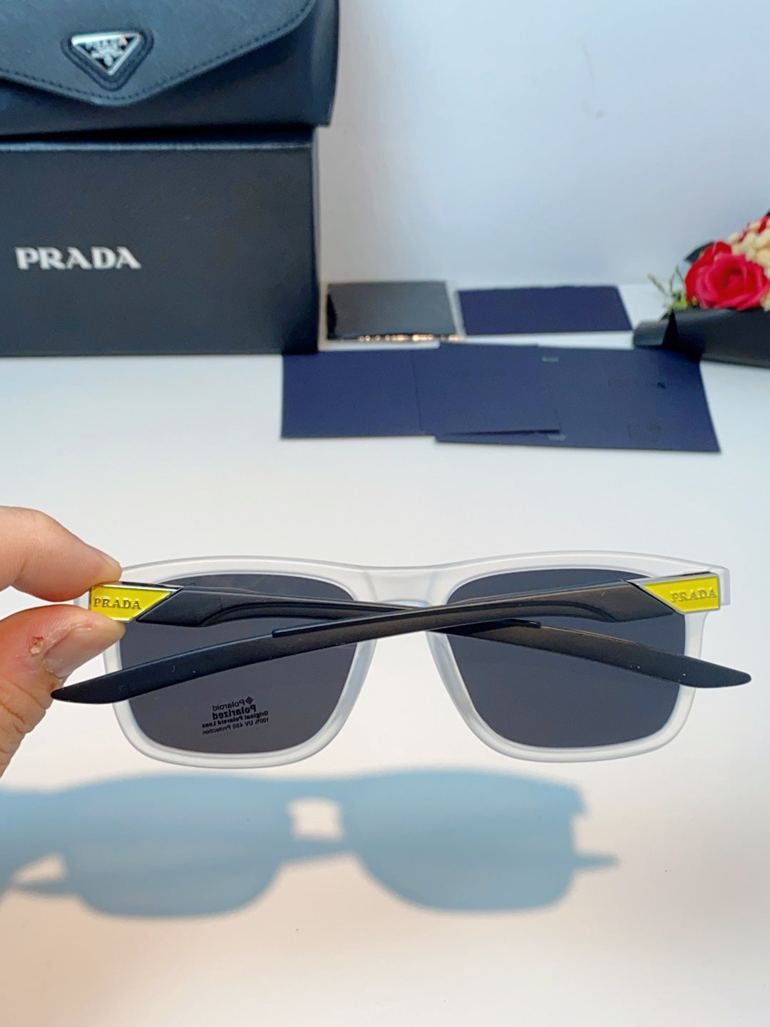 Prada Polarized Fashion Black Lens Sunglasses for Men - 398944 - detail image 5