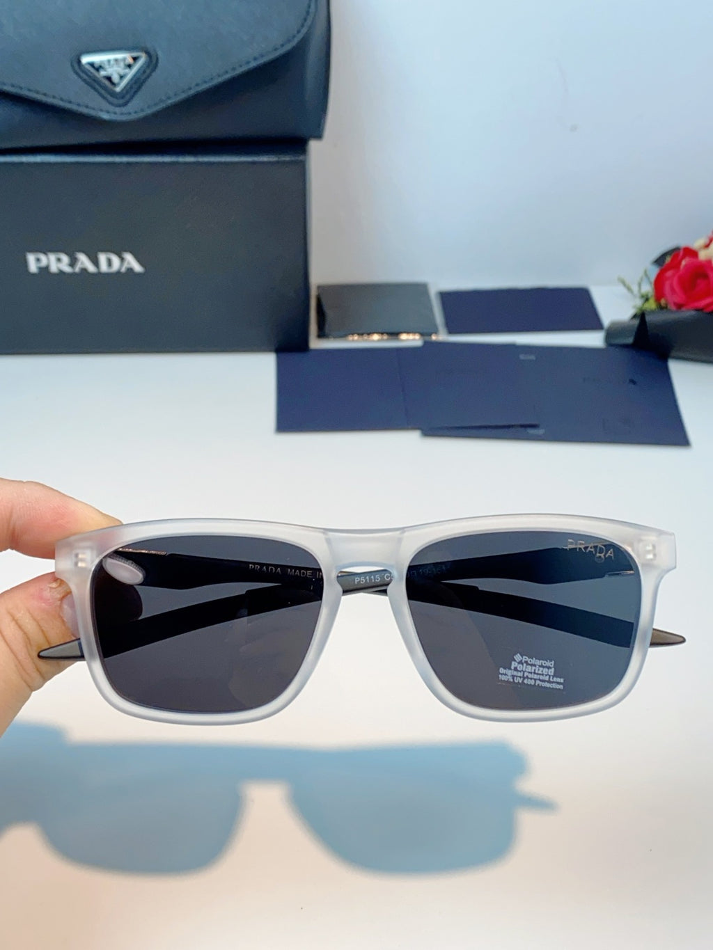 Prada Polarized Fashion Black Lens Sunglasses for Men - 398944 - detail image 4