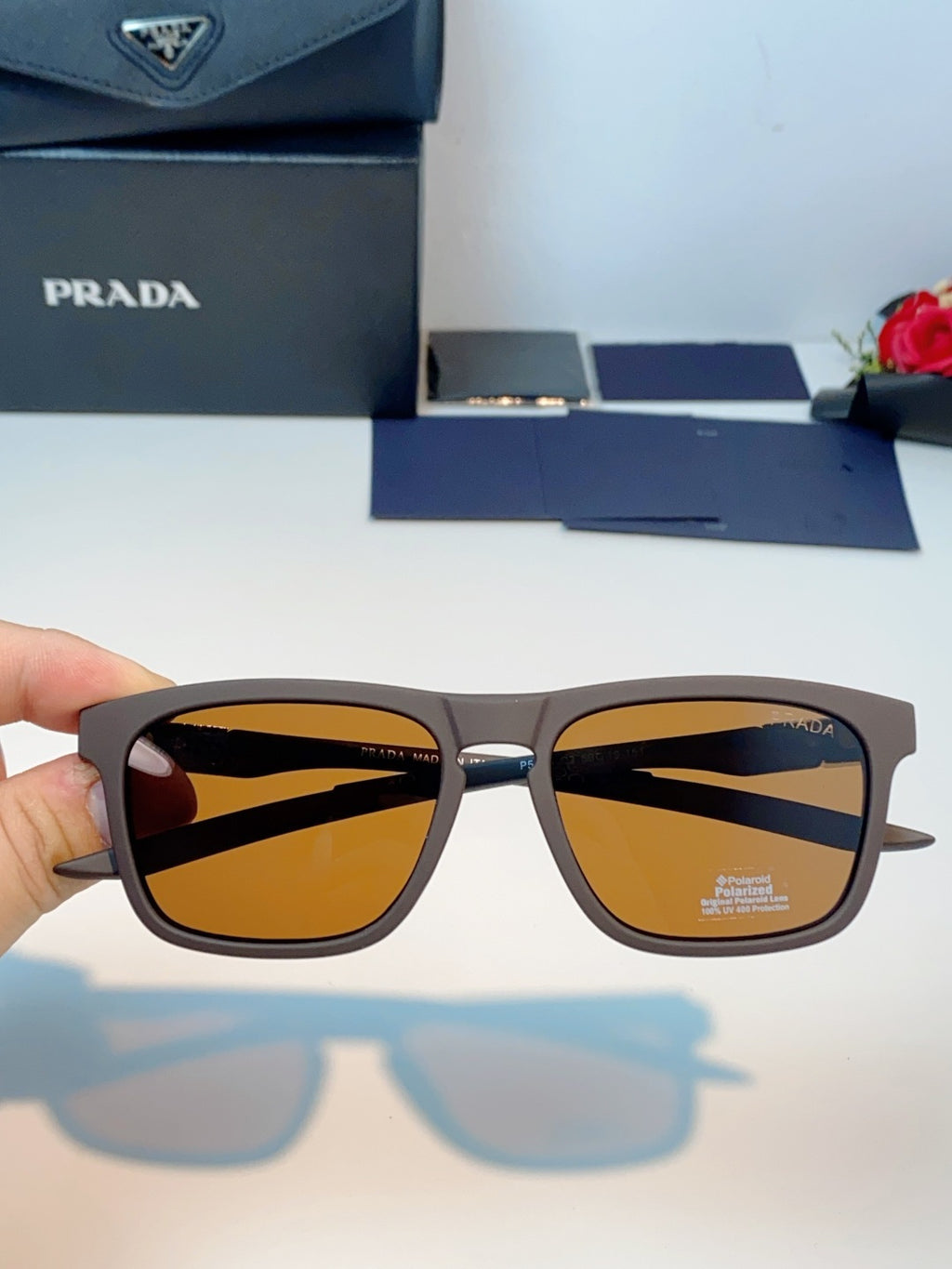Prada Polarized Fashion Orange Lens Sunglasses for Men - 398946 - detail image 4