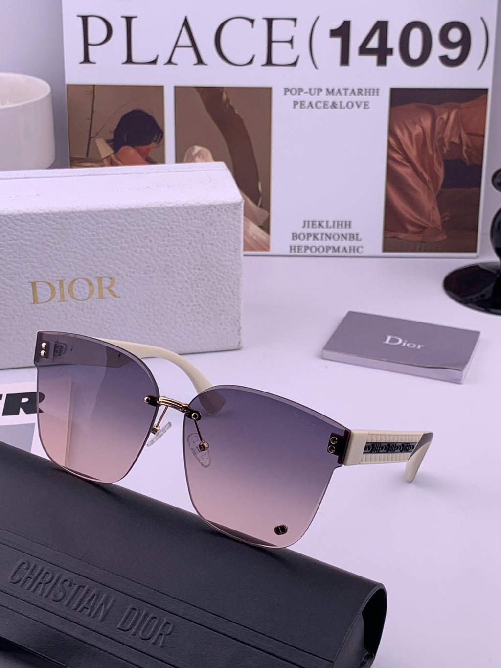 Dior CD9972 Square Pink Lens Sunglasses for Women - 132404 - detail image 3