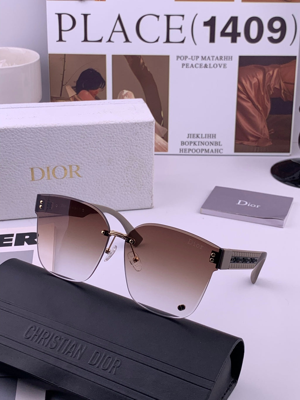 Dior CD9972 Square Pink Lens Sunglasses for Women - 132404 - detail image 5