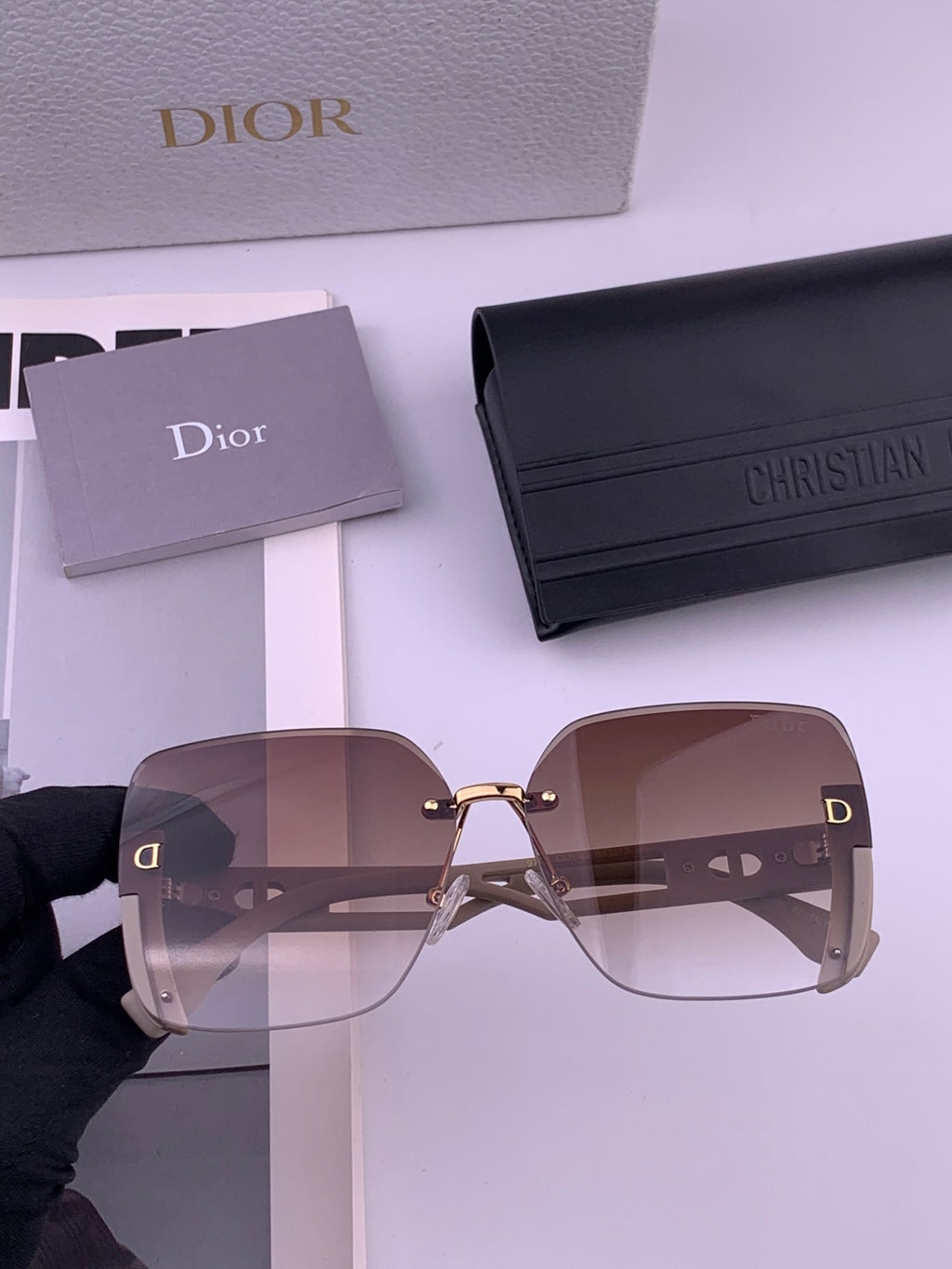 Dior CD6970 Square Gold Lens Sunglasses for Women - 132402 - detail image 3