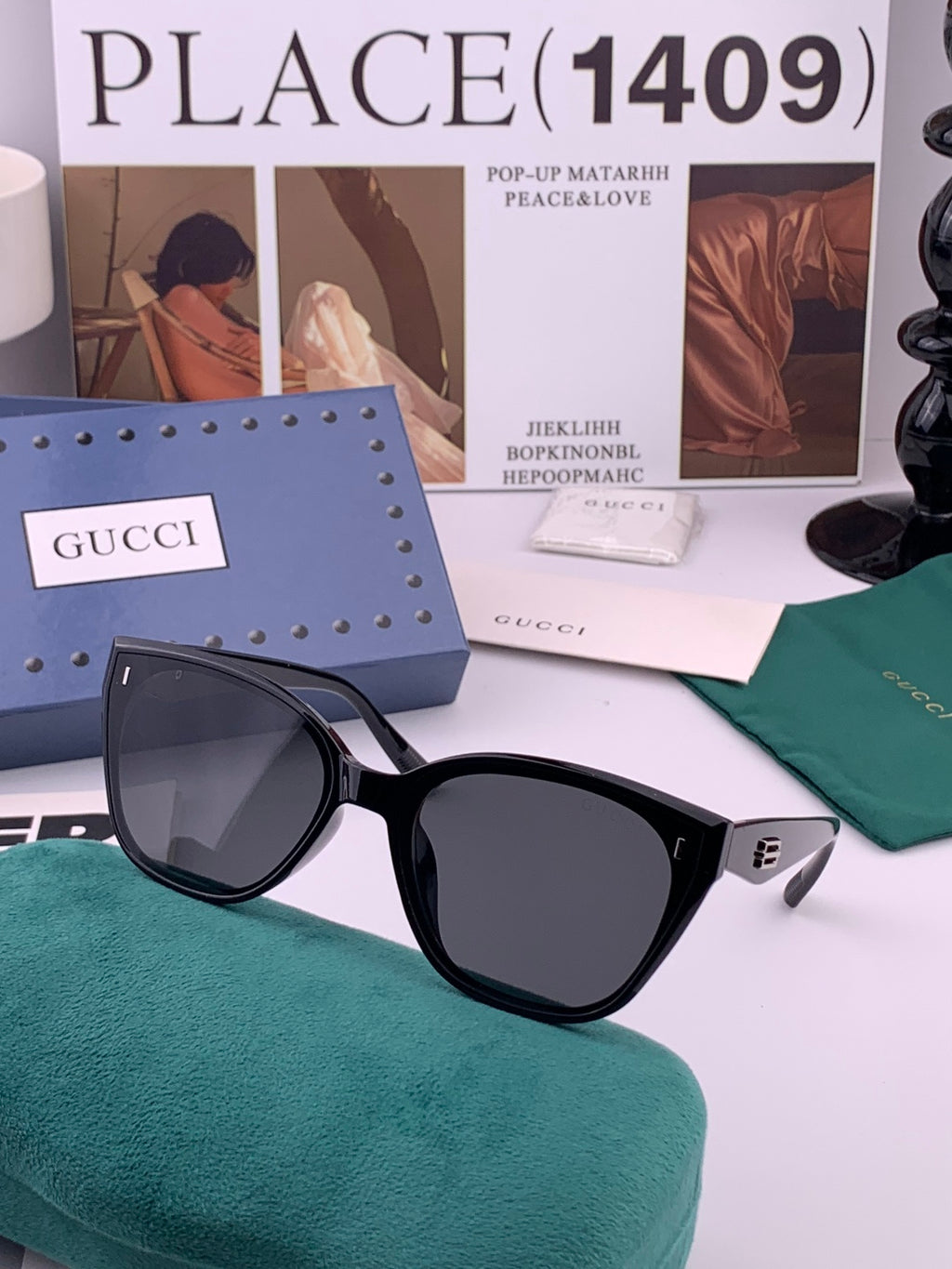 Gucci G9761 Polarized Square Black Lens Sunglasses for Men & Women - 132300