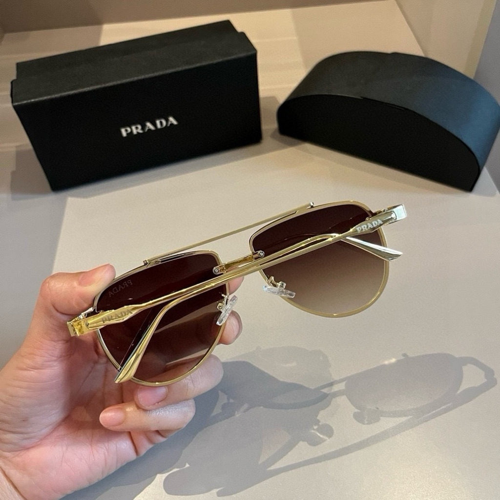 Prada Polarized Fashion Gold Lens Sunglasses for Men - detail image 5