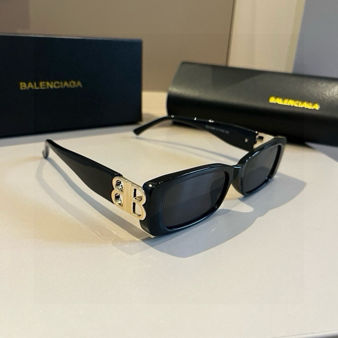 Balenciaga Rectangular Gold Lens Sunglasses for Men & Women - 372357