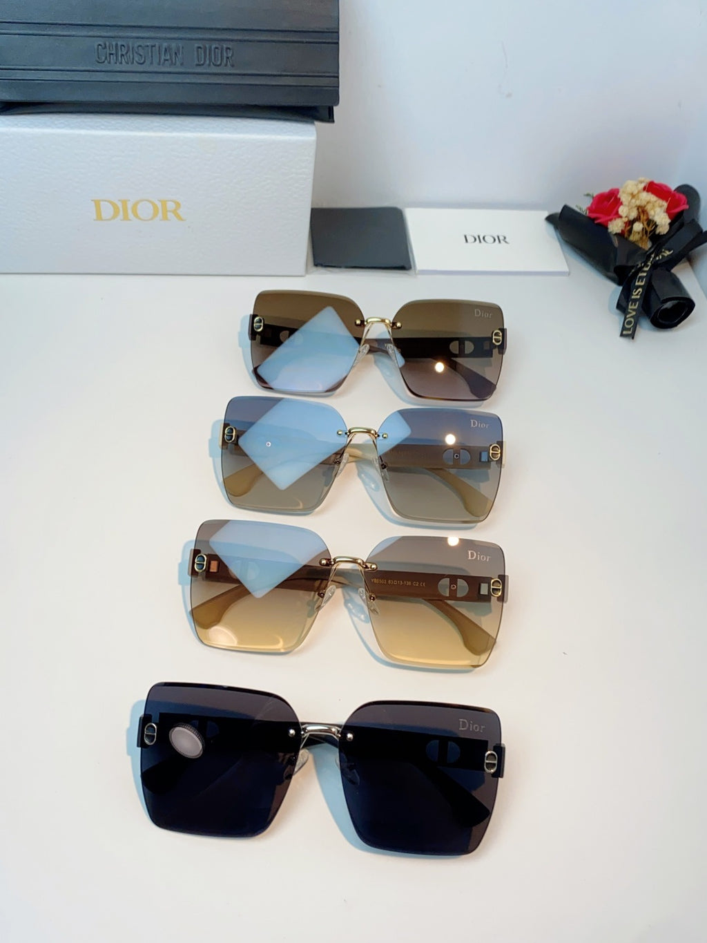 Dior Lightweight Rimless Gold Lens Sunglasses for Men & Women - detail image 12