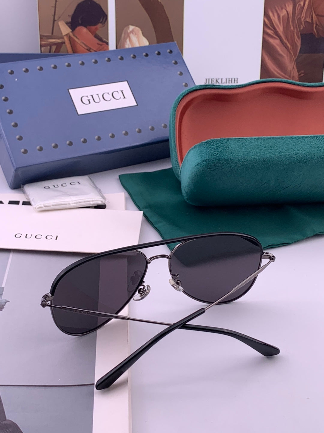 Gucci G3863 Polarized Aviator Black Lens Sunglasses for Men & Women - 158248 - detail image 7