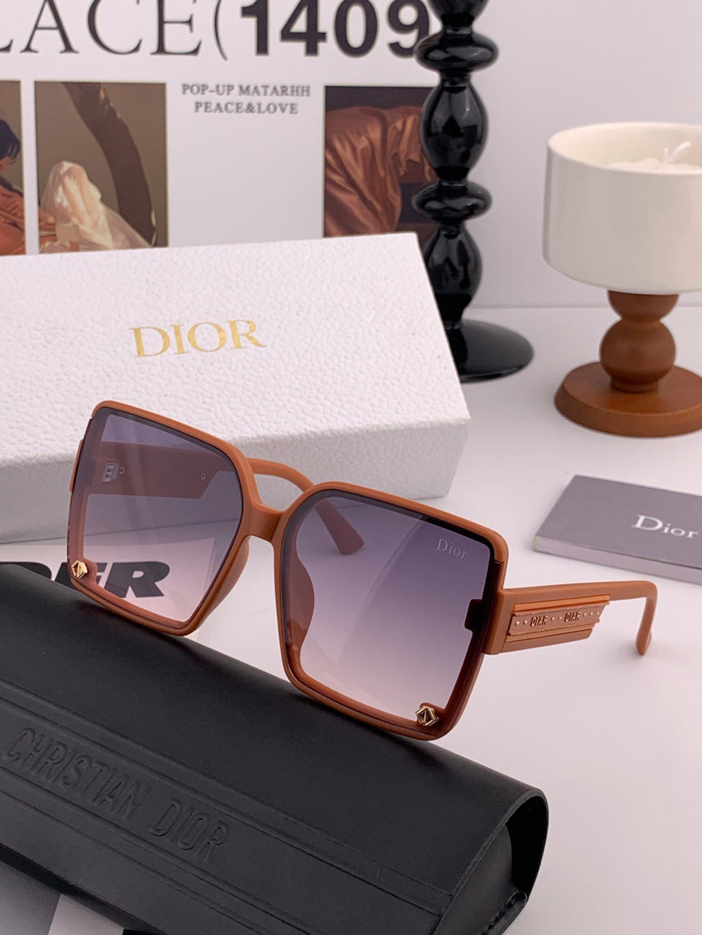Dior CD1277 Polarized Square Red Lens Sunglasses for Women - detail image 2