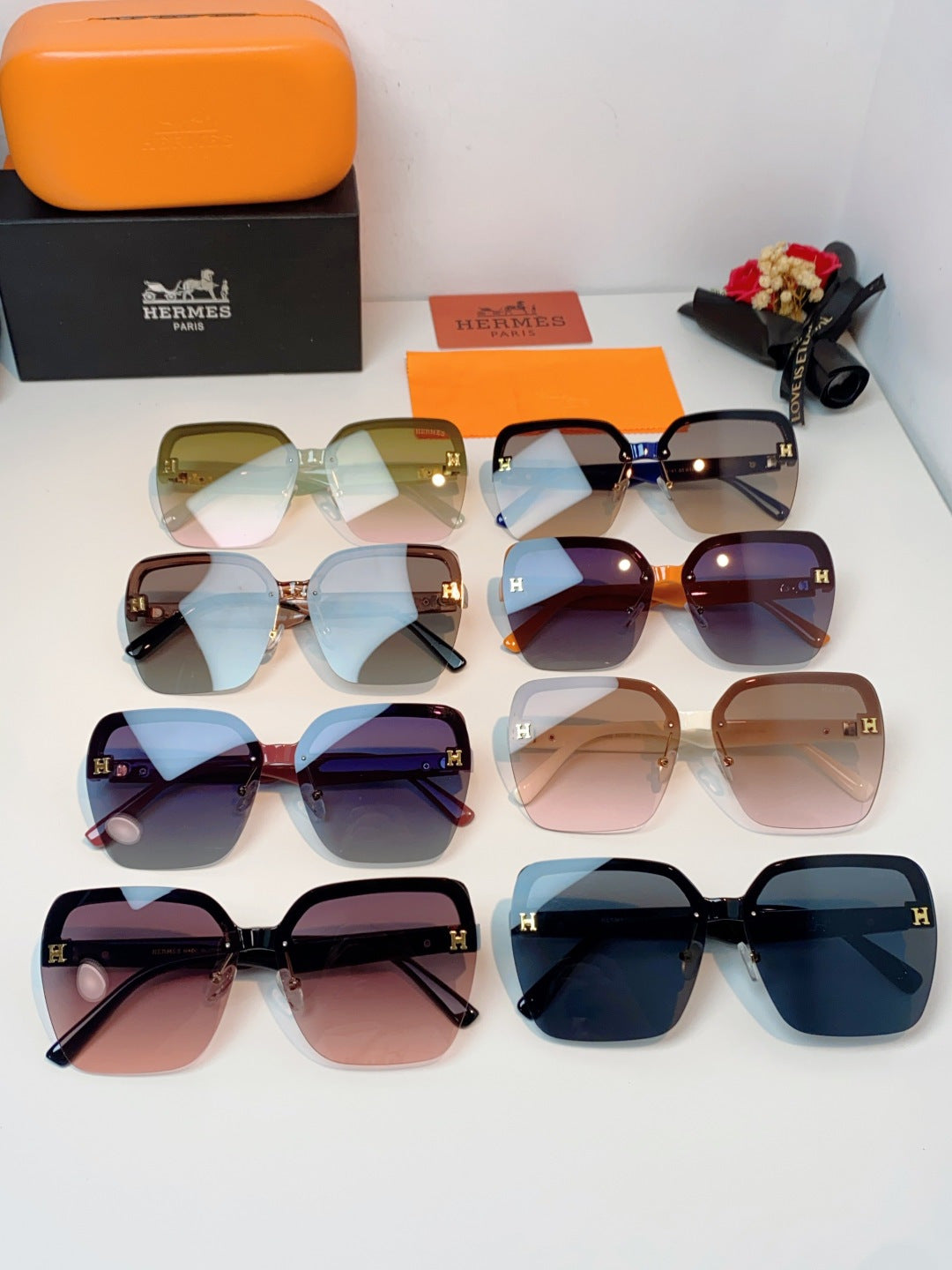 Hermès Lightweight Rimless Red Lens Sunglasses for Men & Women - detail image 12