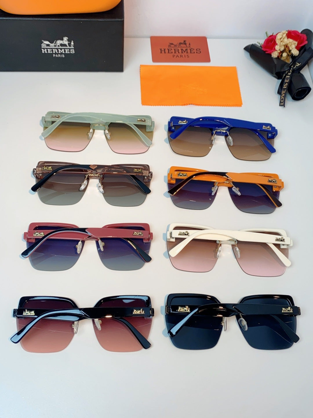Hermès Lightweight Rimless Red Lens Sunglasses for Men & Women - detail image 11