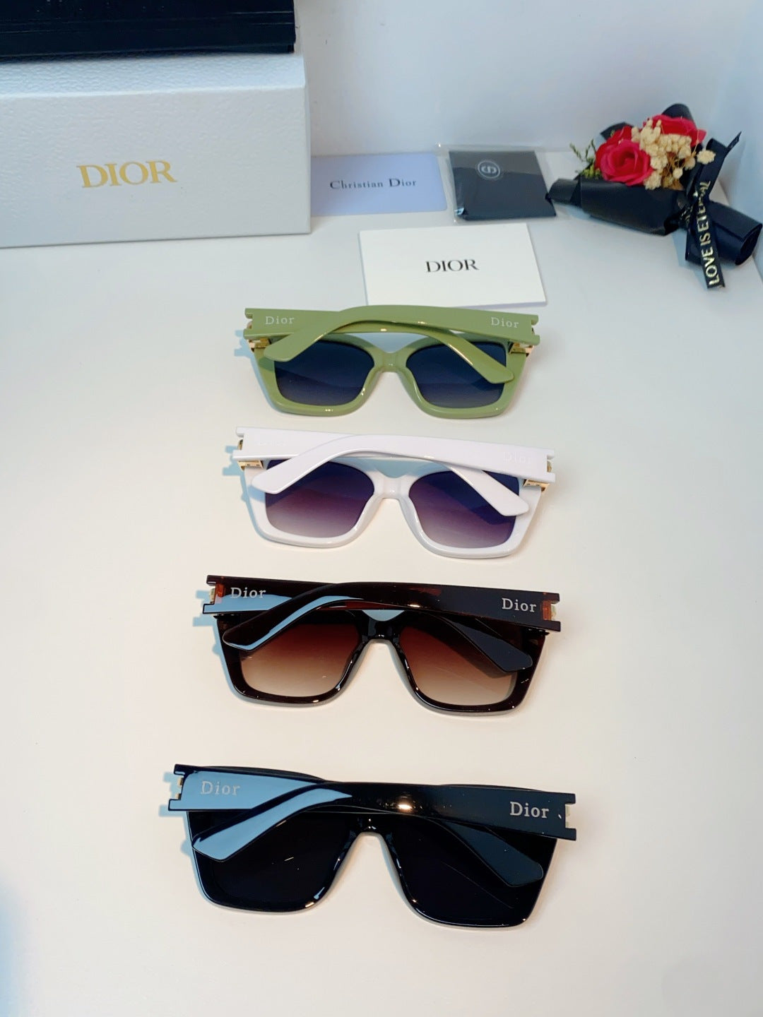 Dior Metal Square Red Lens Sunglasses for Men & Women - detail image 11