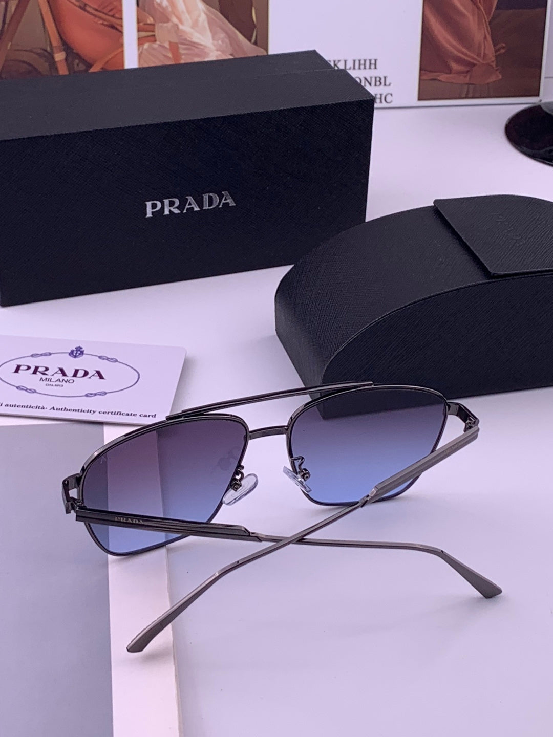 Prada Fashion Blue Lens Sunglasses for Men - 415703 - detail image 7