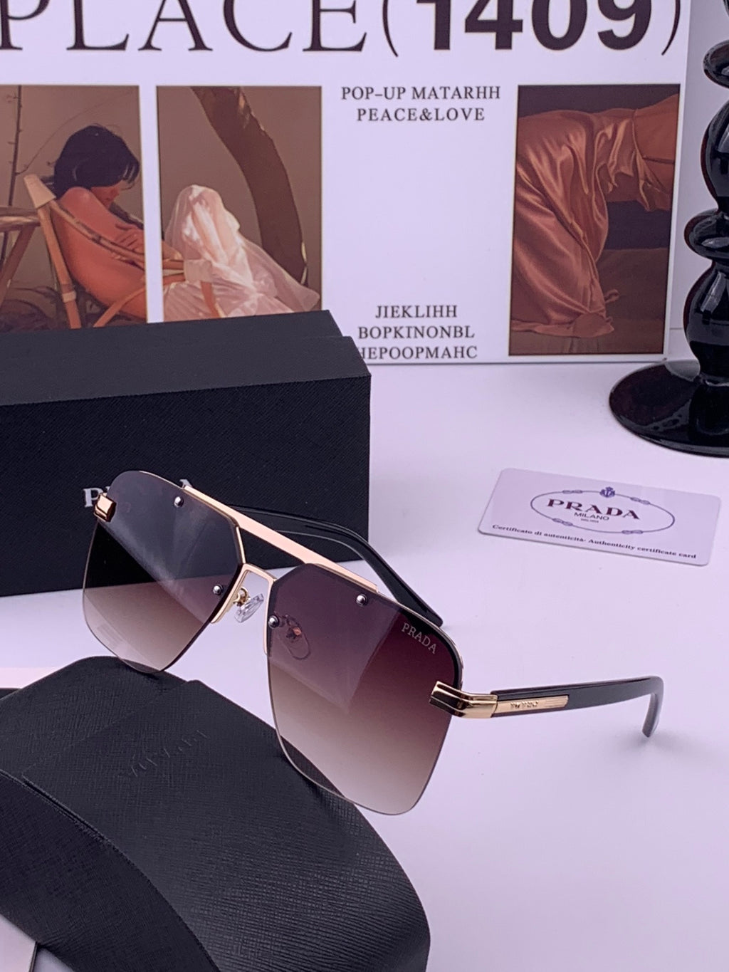 Prada Fashion Black Lens Sunglasses for Men - 415696 - detail image 2