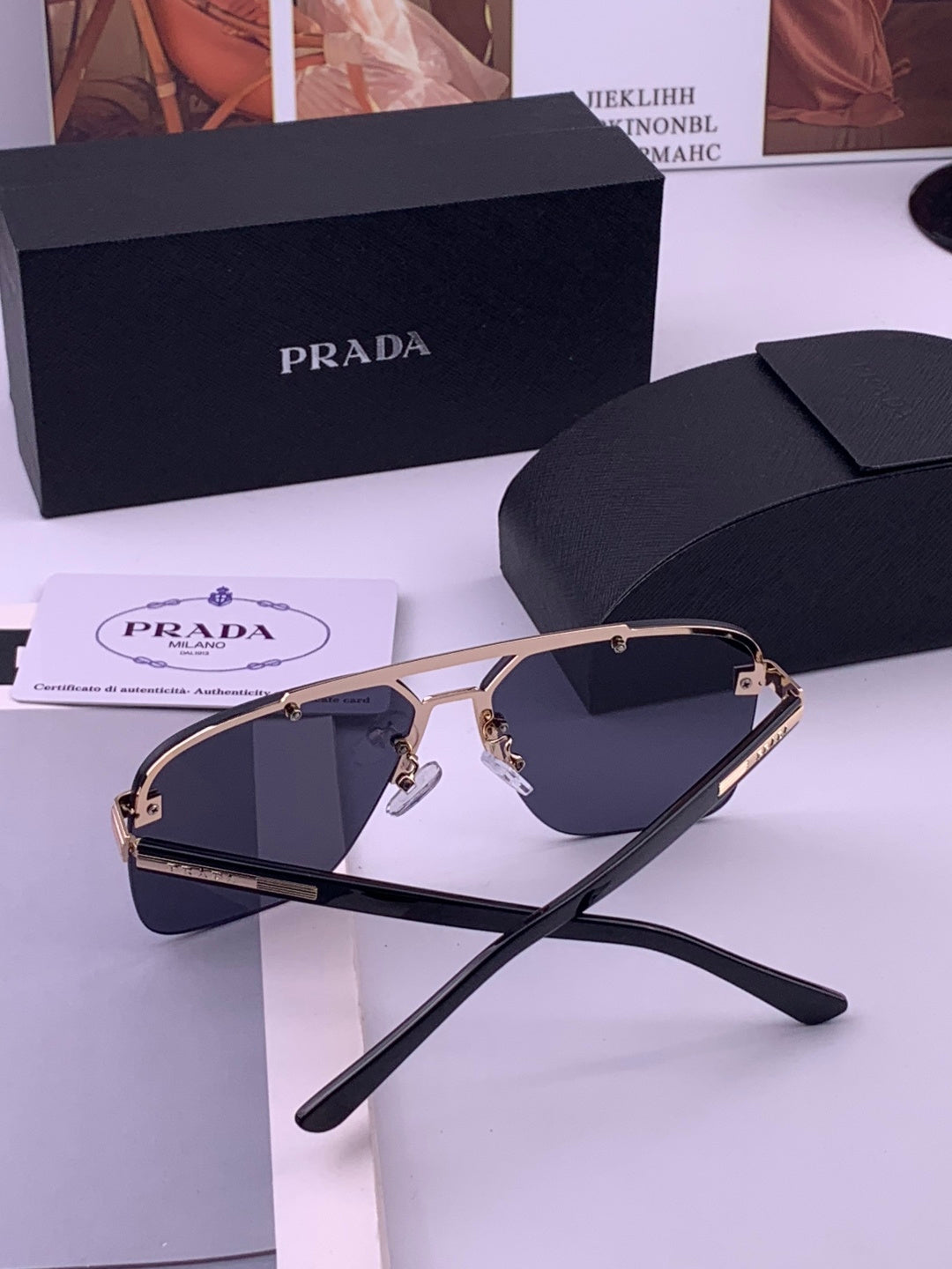 Prada Fashion Blue Lens Sunglasses for Men - 415693 - detail image 5