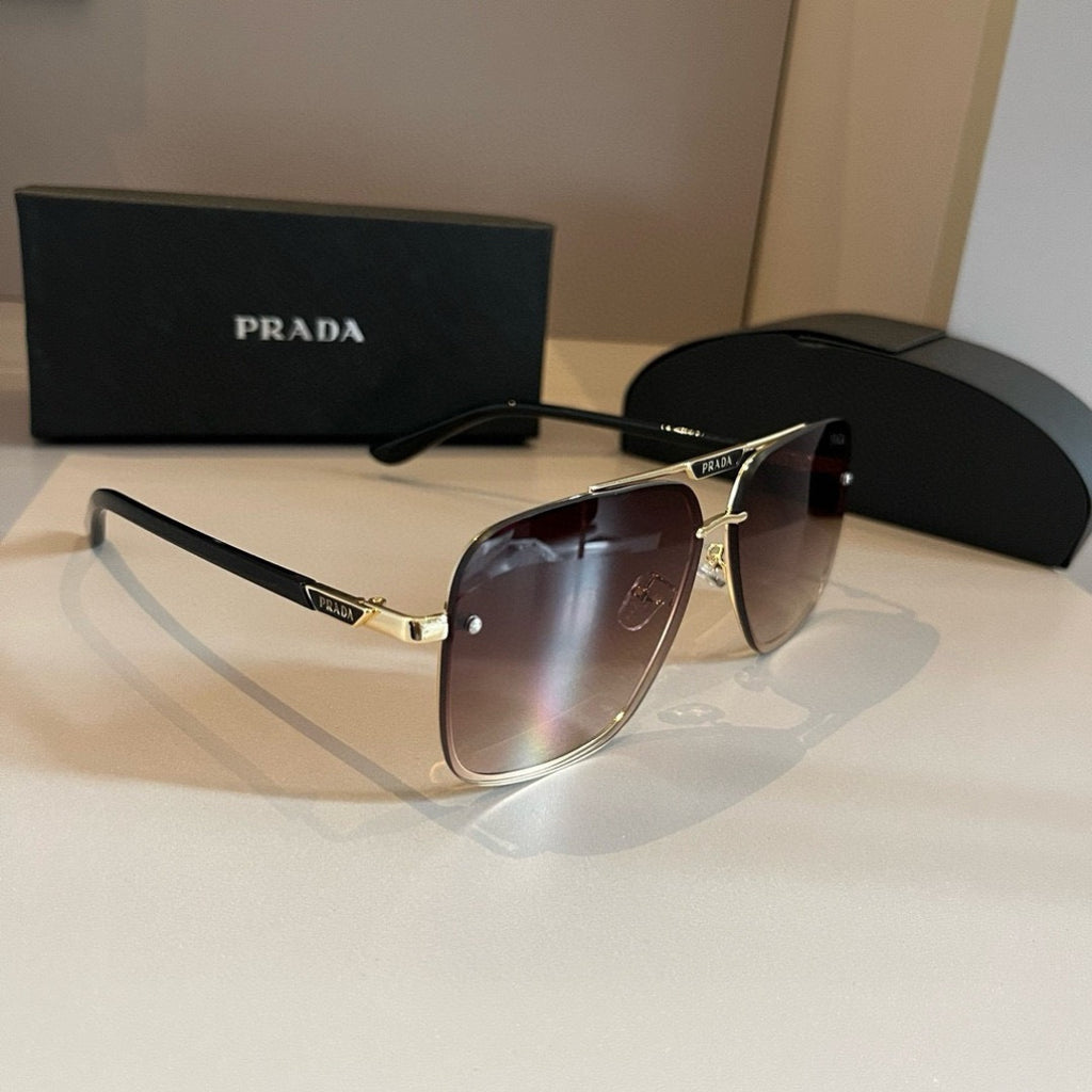 Prada Polarized Fashion Gold Lens Sunglasses for Men - 432050