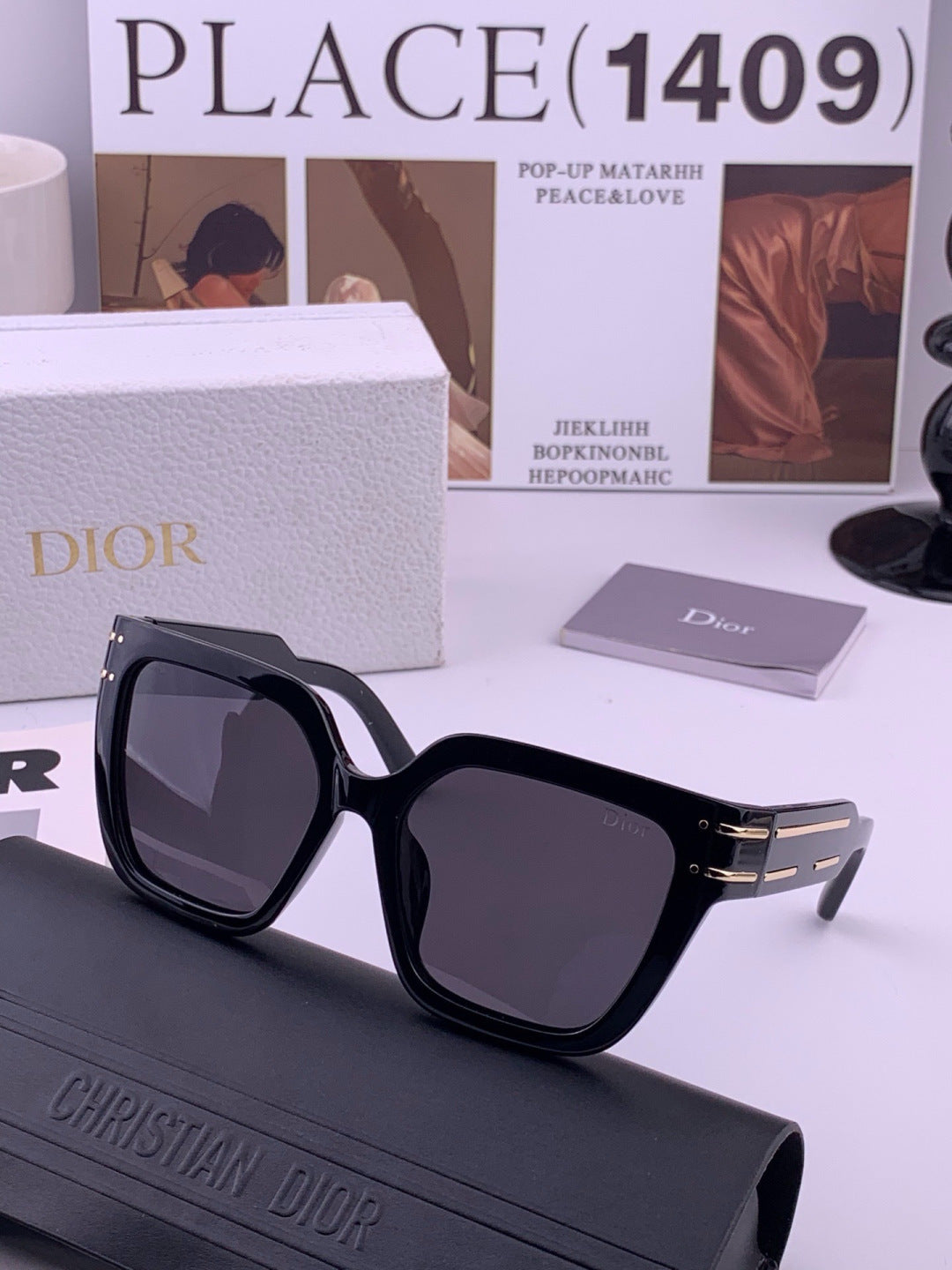 Dior CD9990 Polarized Square Black Lens Sunglasses for Women - 358169 - detail image 3