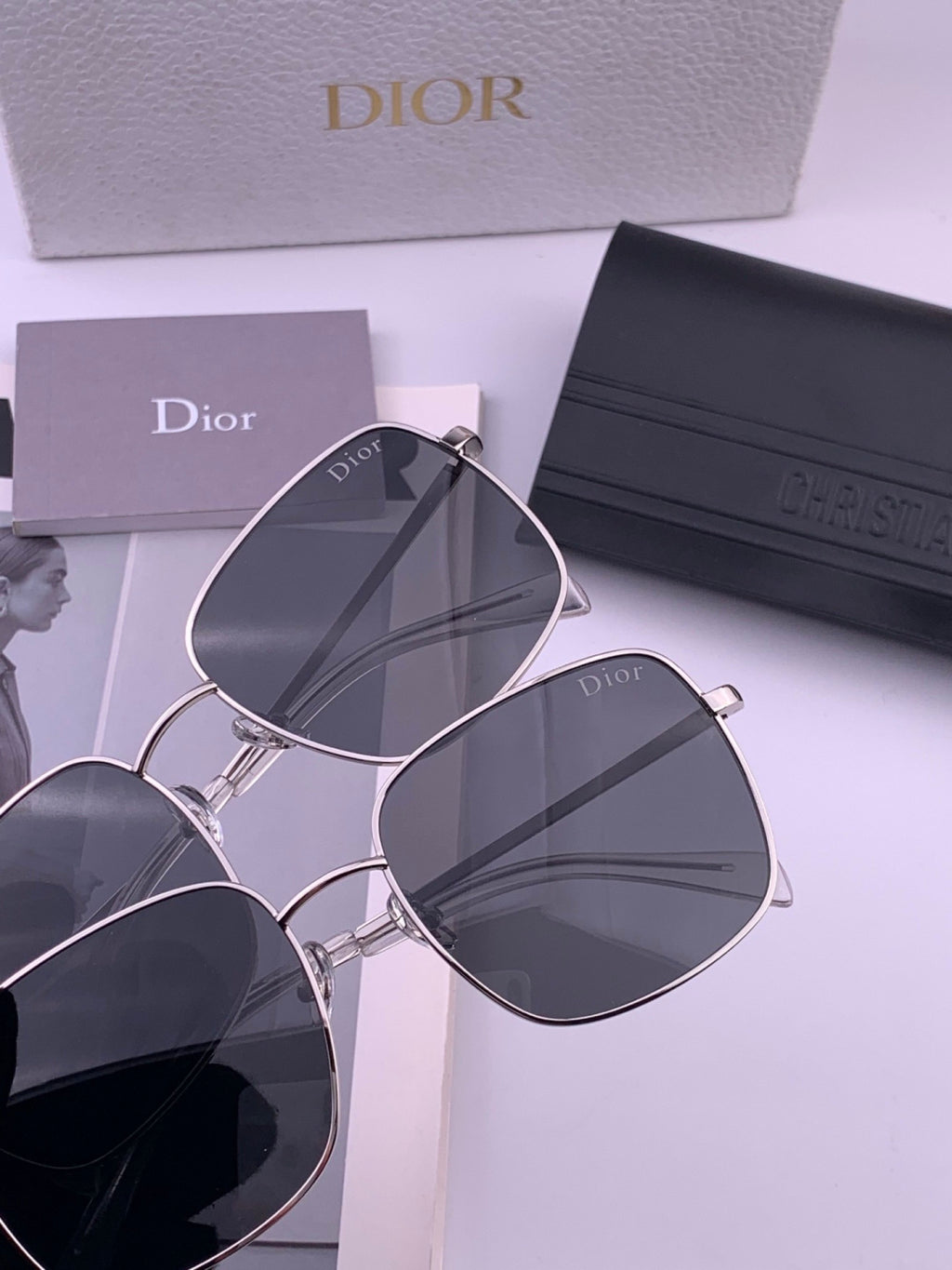 Dior CD5908 Square Black Lens Sunglasses for Women - 358165 - detail image 4