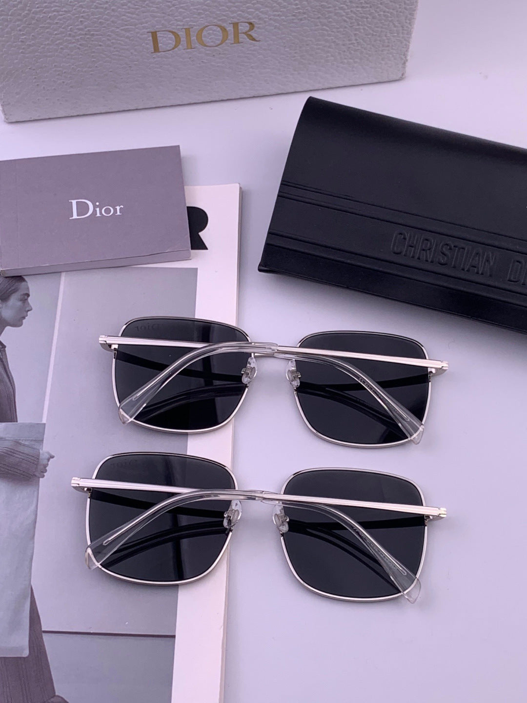 Dior CD5908 Square Black Lens Sunglasses for Women - 358165 - detail image 6
